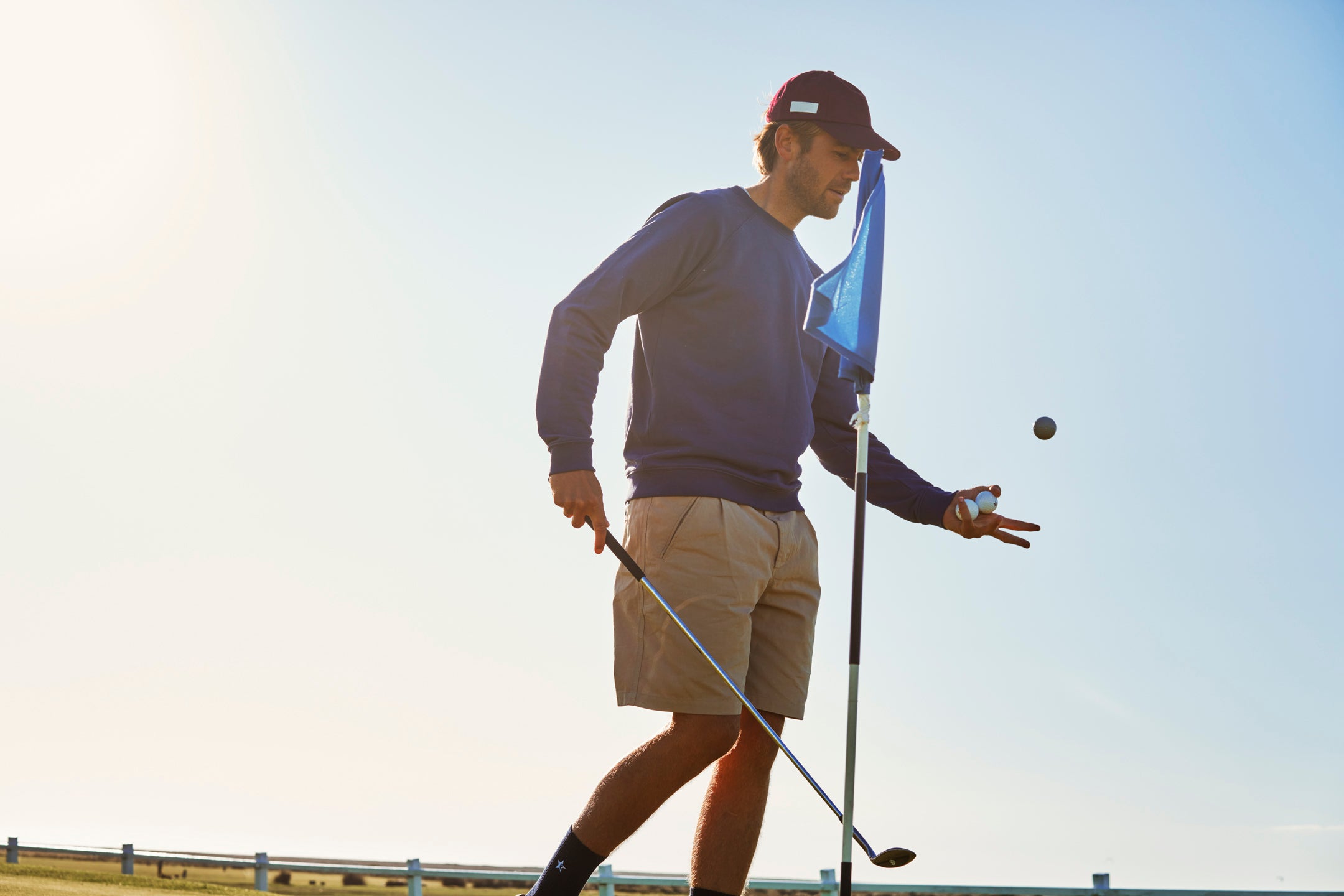 Sounder Golf | Sounder Golf | Clothing | Sweats| Raglan Star Sweat - Sea Blue | Knits & Sweats