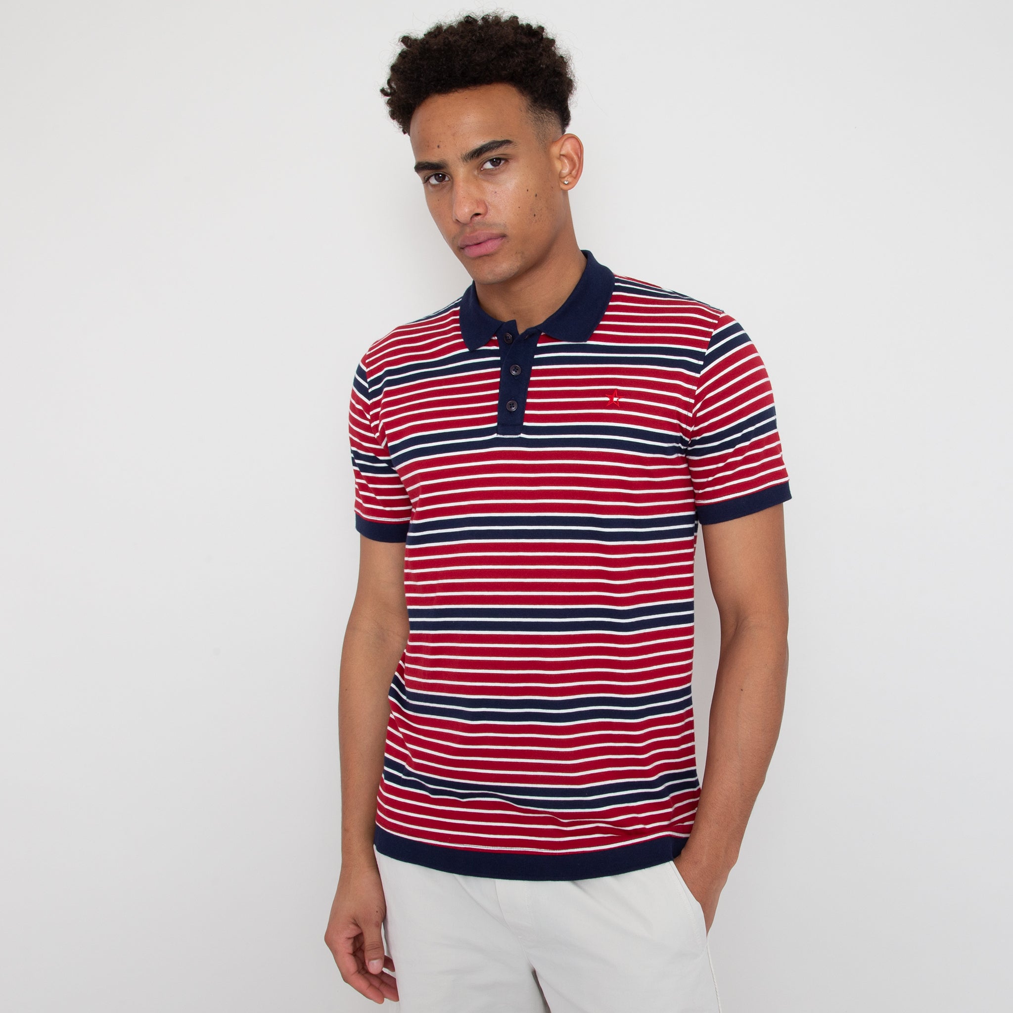 Monterey Stripe Polo - Deep Red / Deep Navy