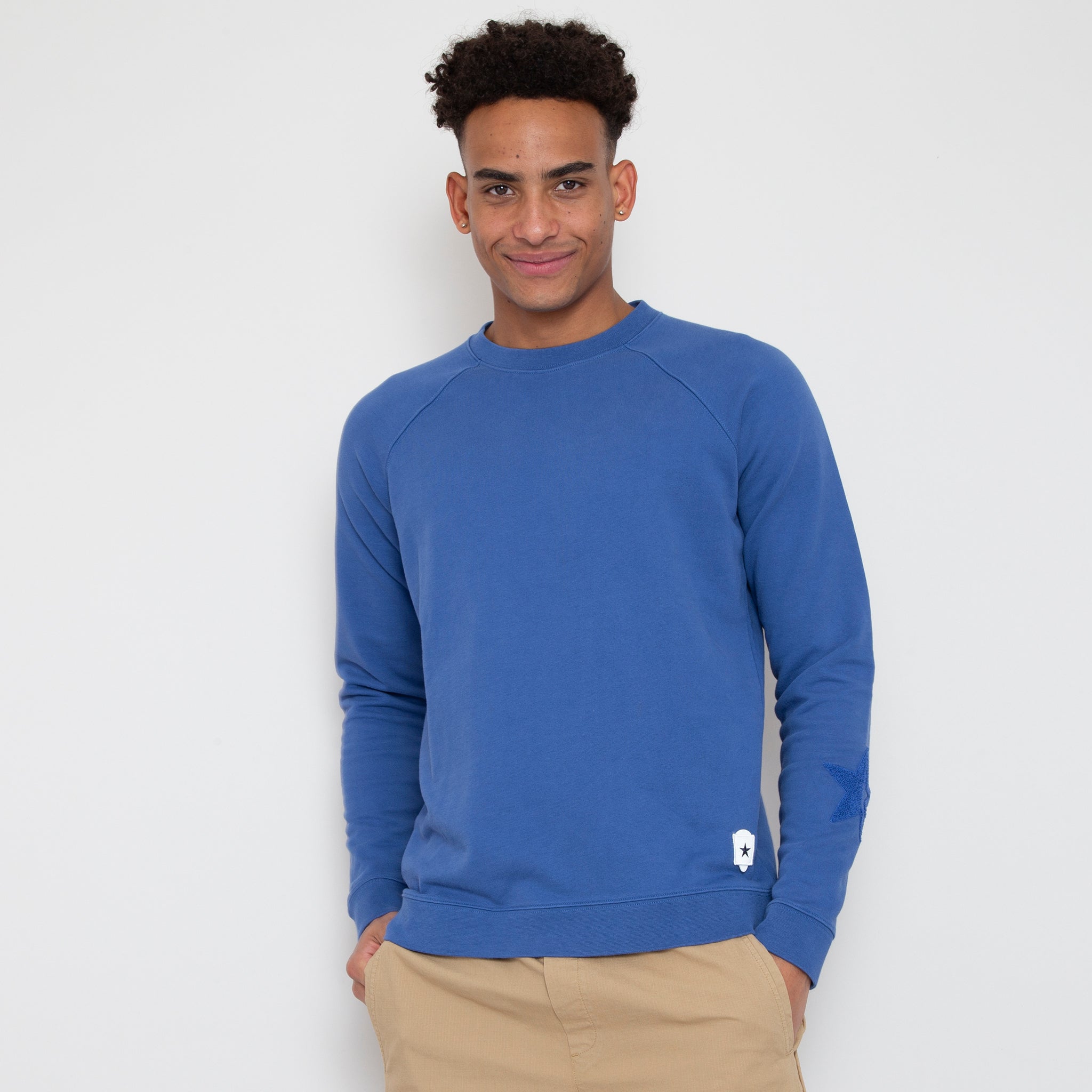 Sounder Golf | Sounder Golf | Clothing | Sweats| Raglan Star Sweat - Sea Blue | Knits & Sweats