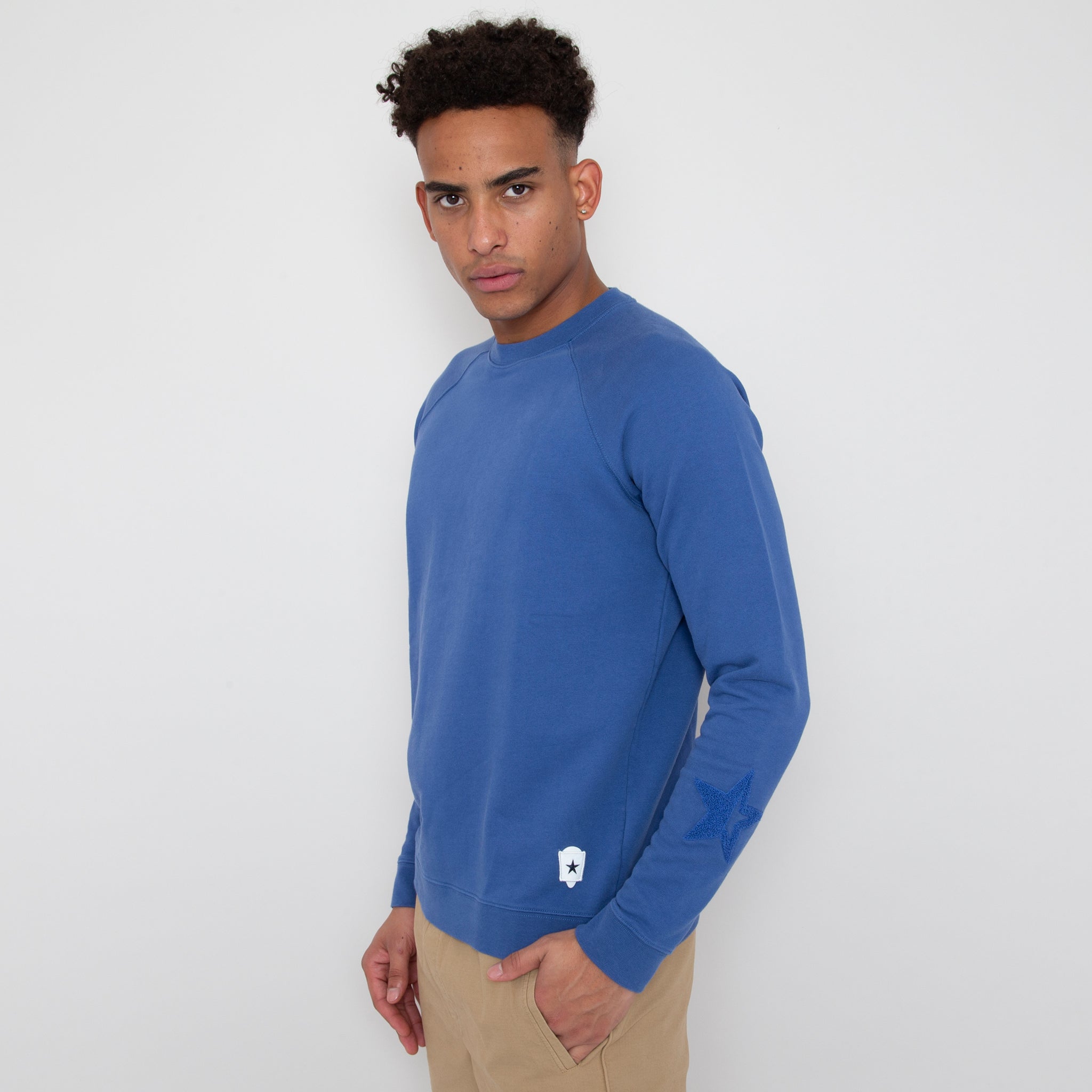 Sounder Golf | Sounder Golf | Clothing | Sweats| Raglan Star Sweat - Sea Blue | Knits & Sweats