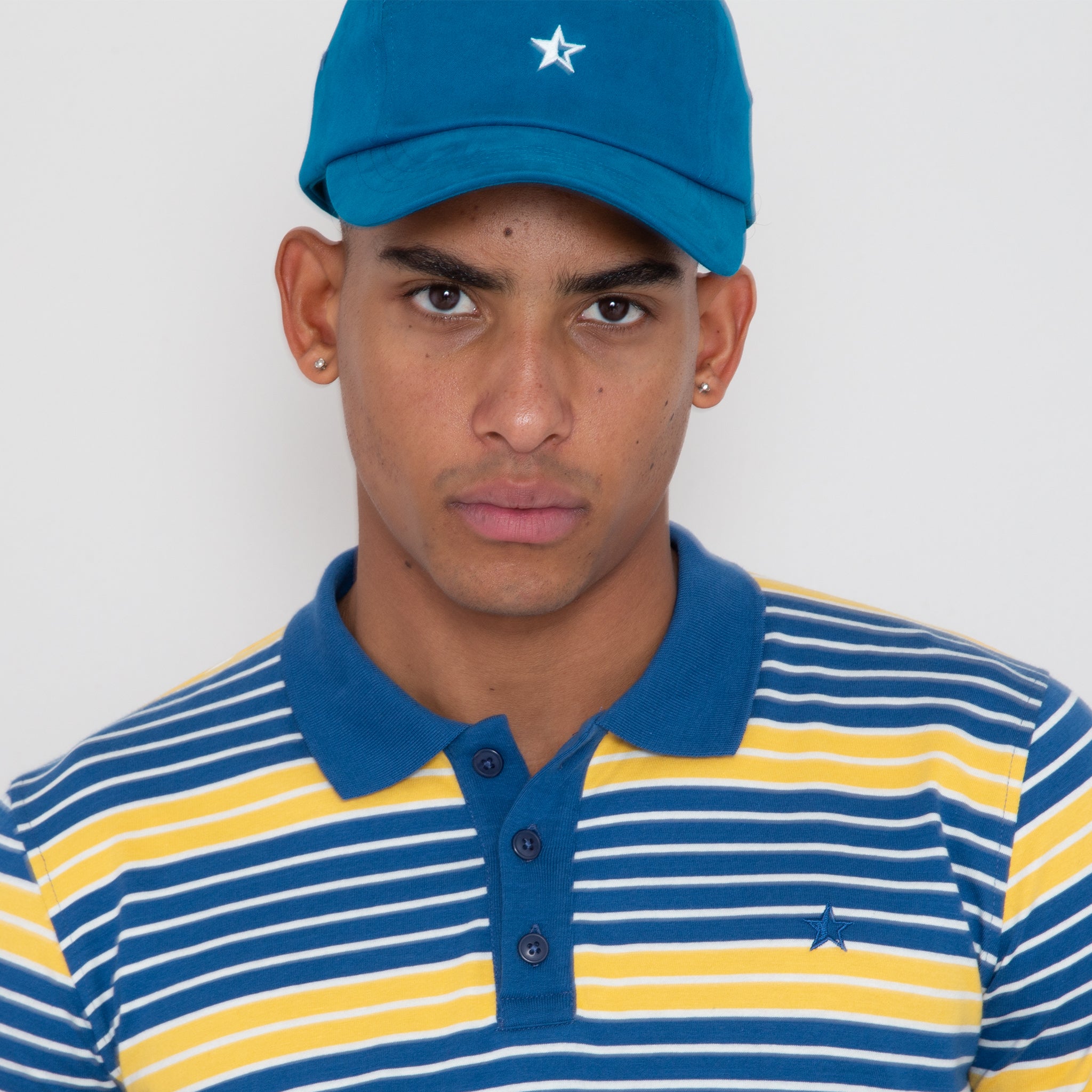 Sounder Golf | Sounder Golf | Clothing | Polos | Monterey Long Sleeve Polo - Petrol Blue and Sun Yellow | Polos