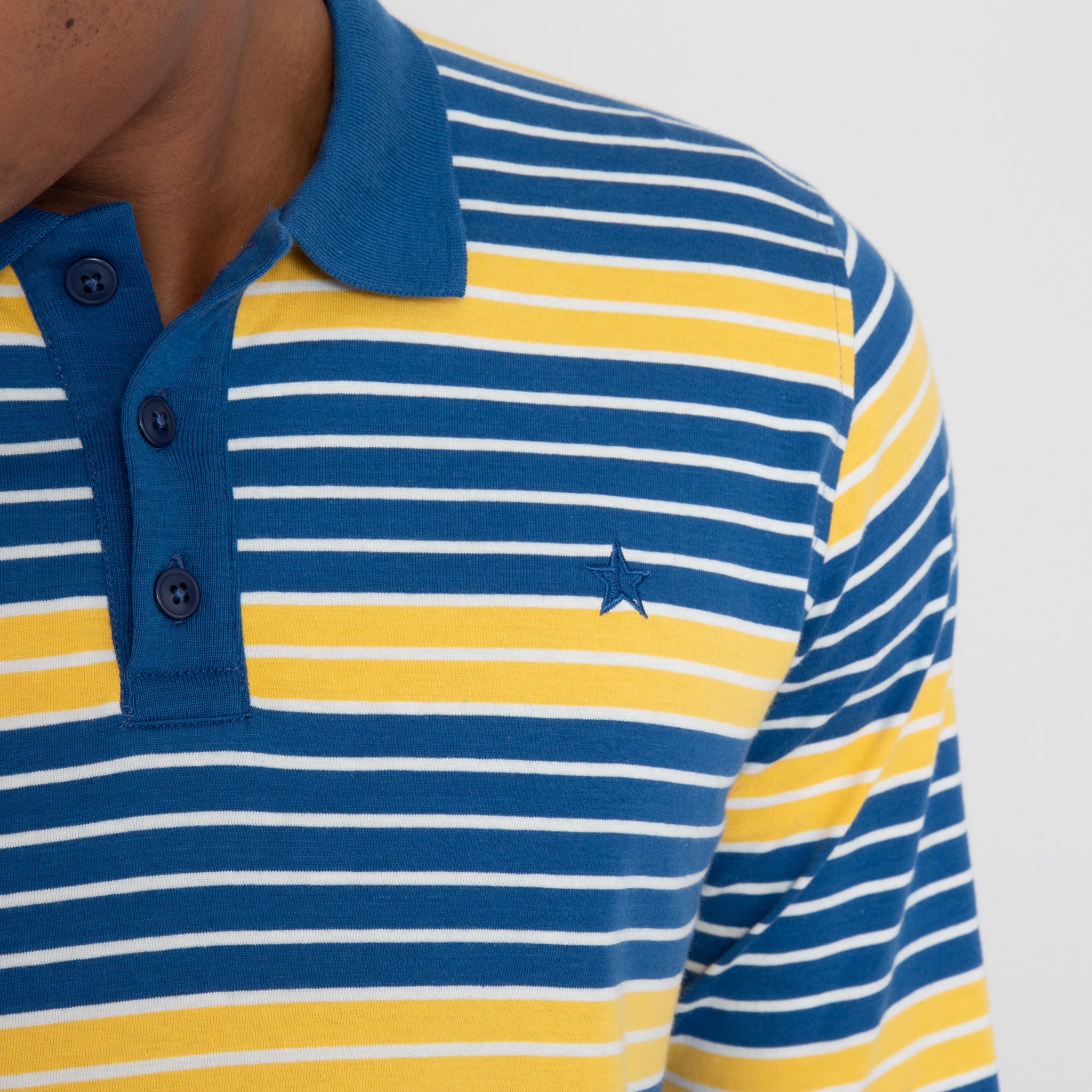 Sounder Golf | Sounder Golf | Clothing | Polos | Monterey Long Sleeve Polo - Petrol Blue and Sun Yellow | Polos
