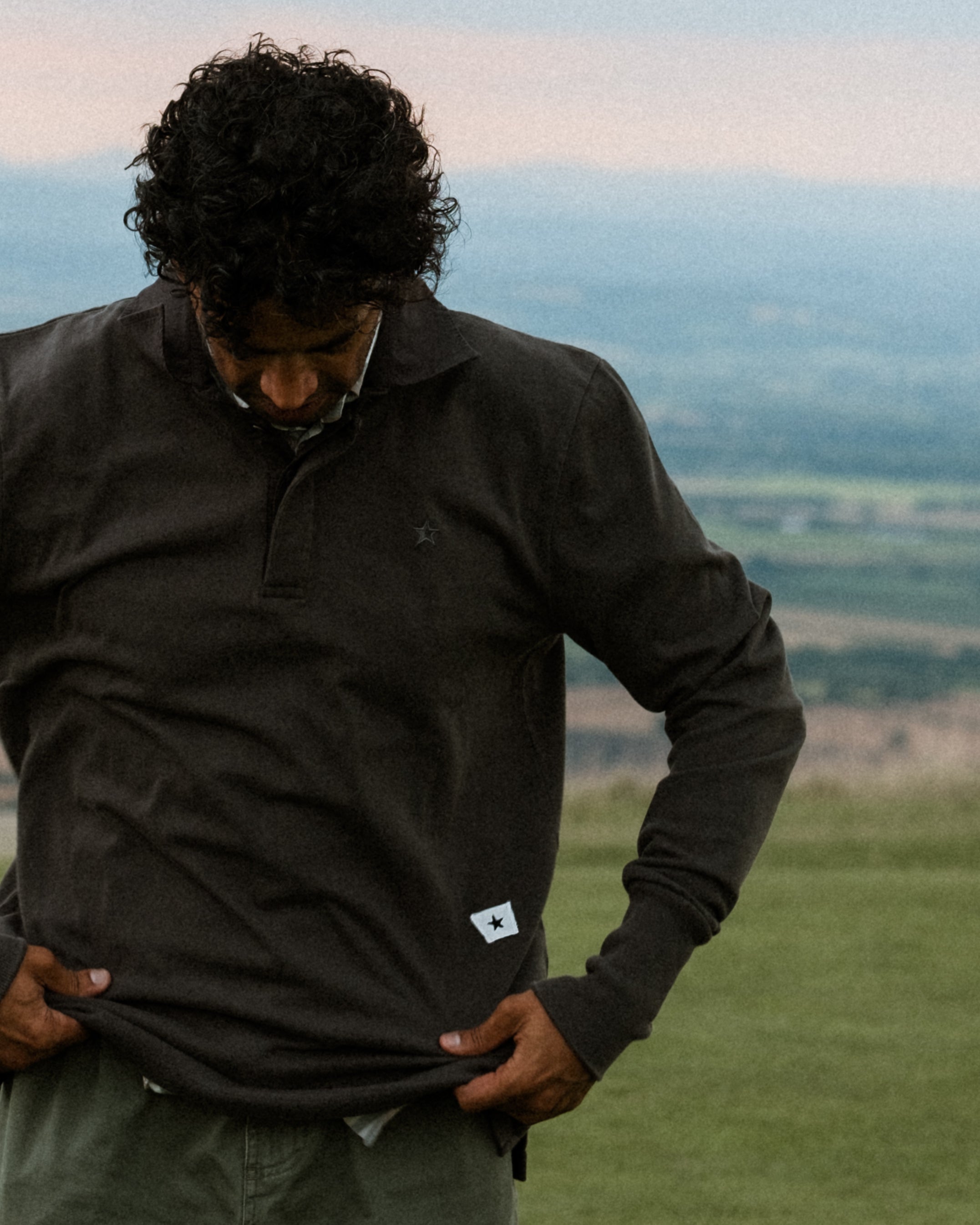 Sounder Golf | Sounder Golf | Sweats | Big Mach Long Sleeve Polo Sweat - Charcoal | Knits & Sweats