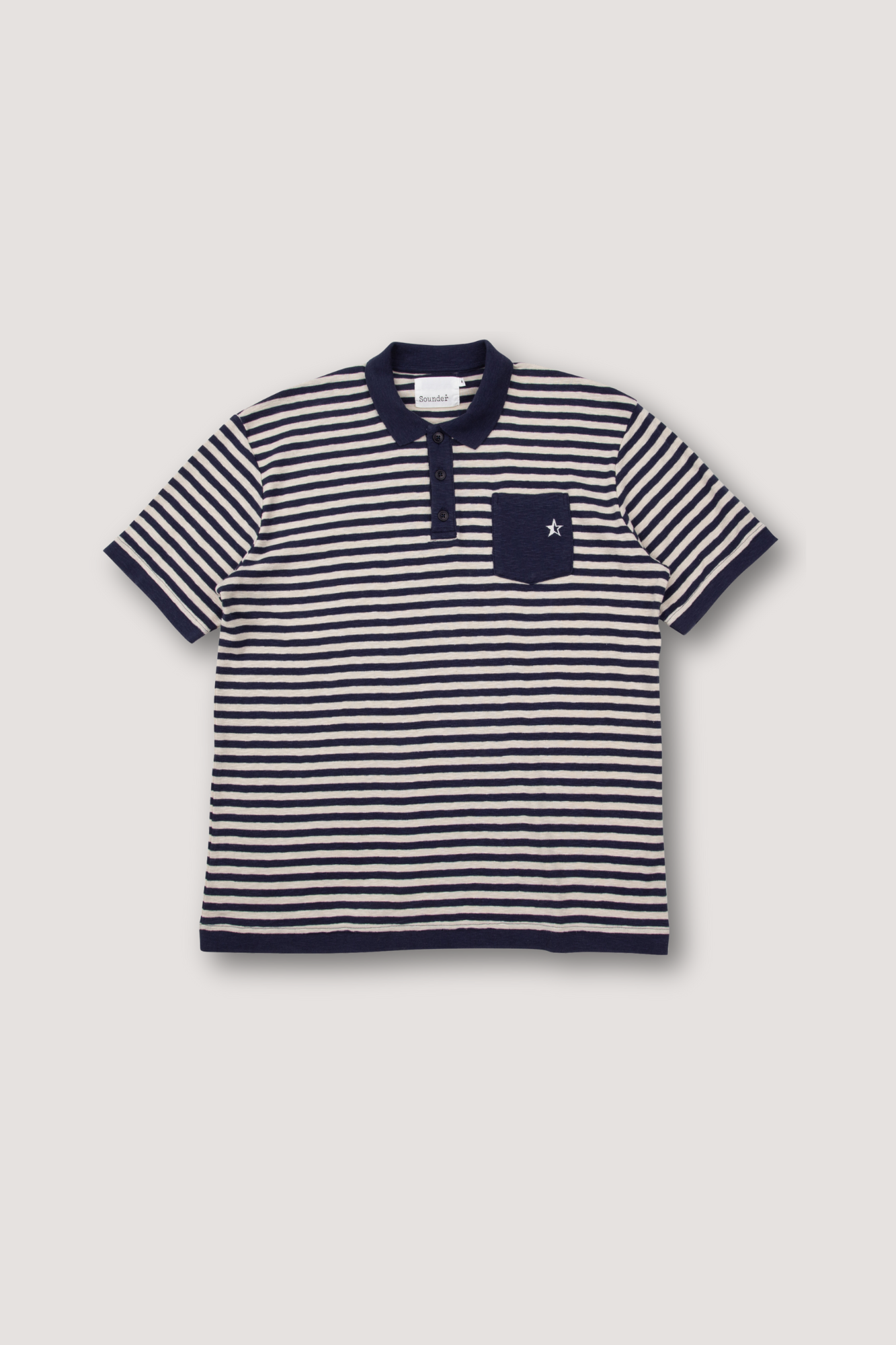 Fuzzy Pocket Polo - Navy / Ecru