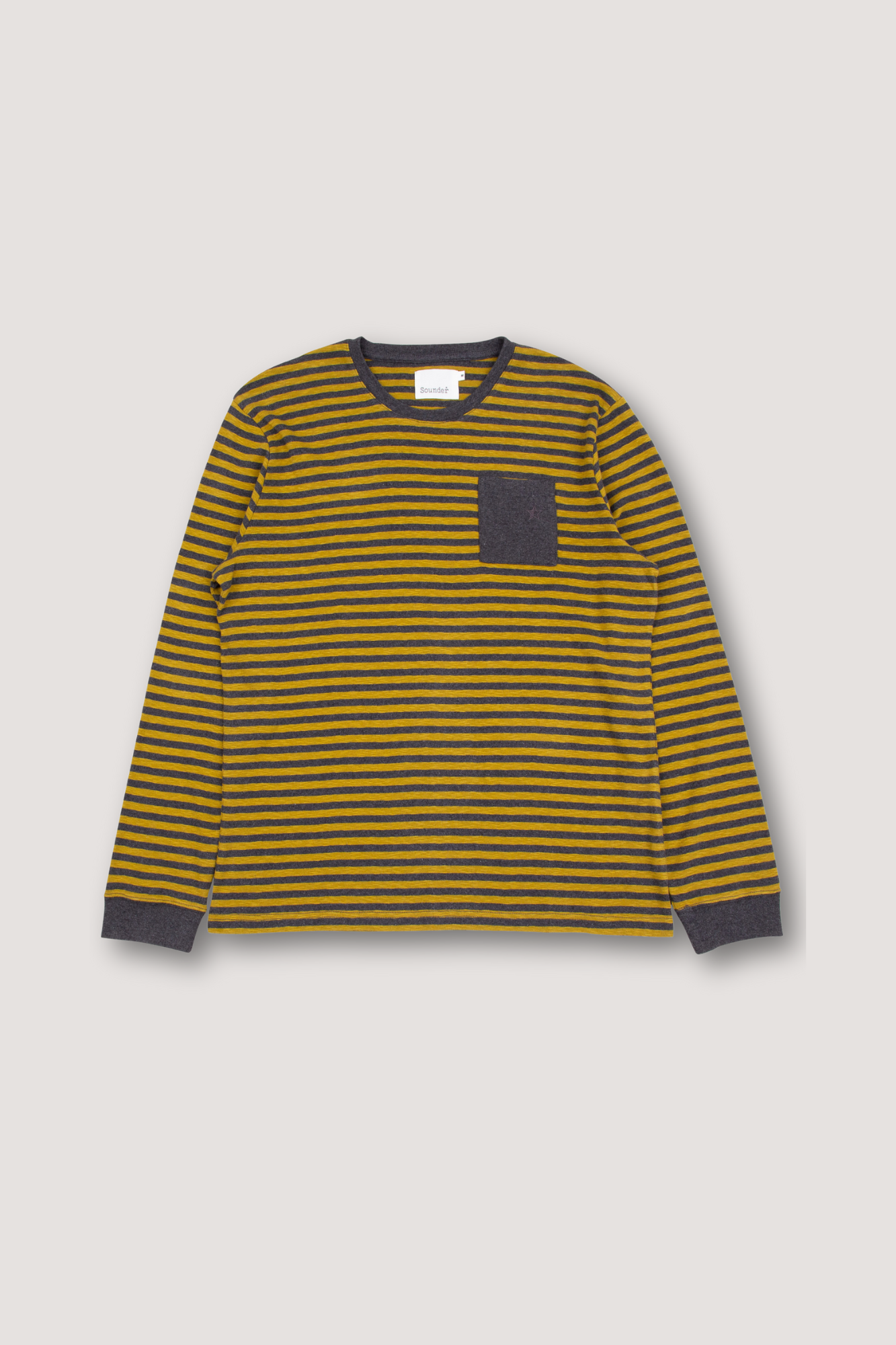 Fuzzy Pocket Long Sleeve T-Shirt - Gold and Slate