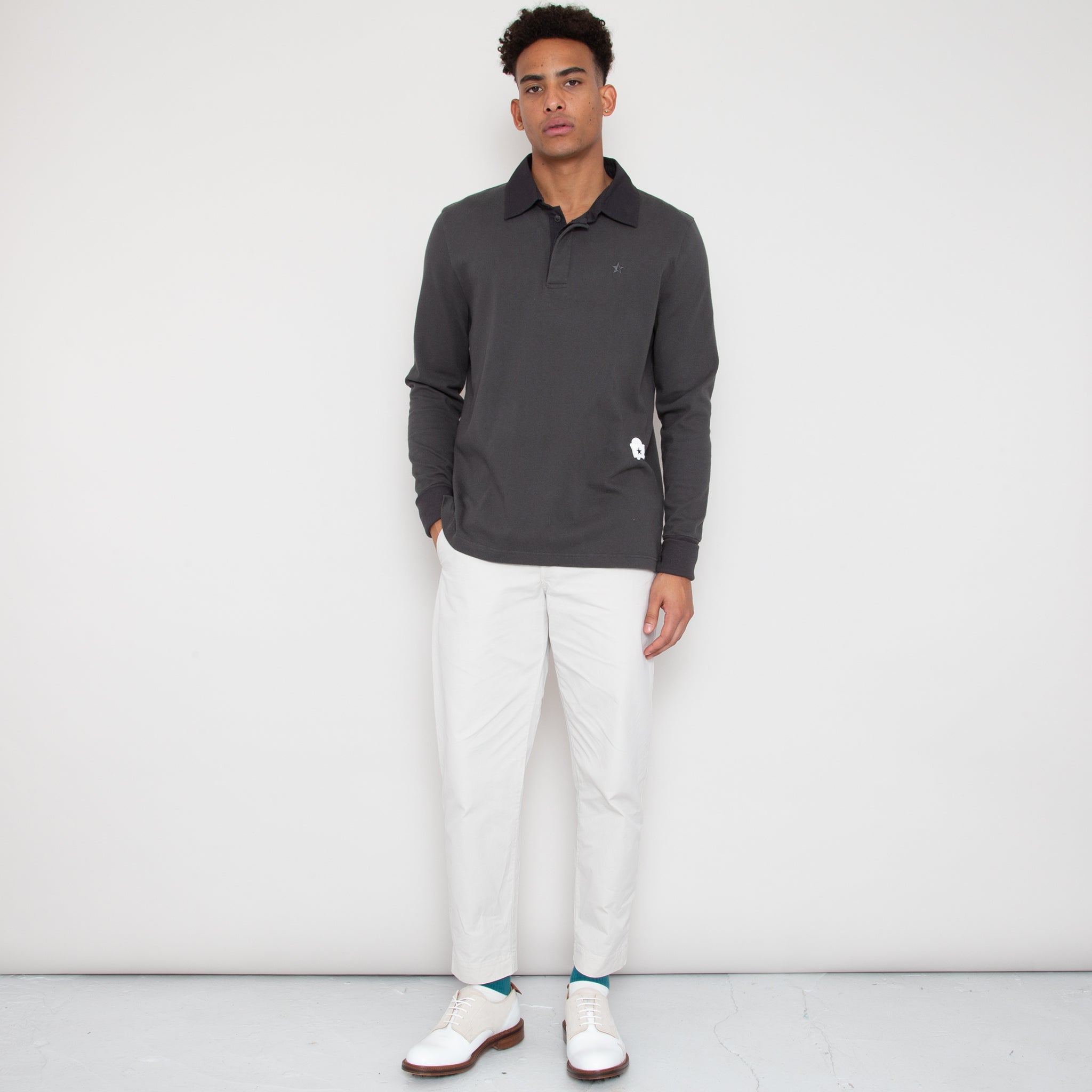 Sounder Golf | Sounder Golf | Sweats | Big Mach Long Sleeve Polo Sweat - Charcoal | Knits & Sweats