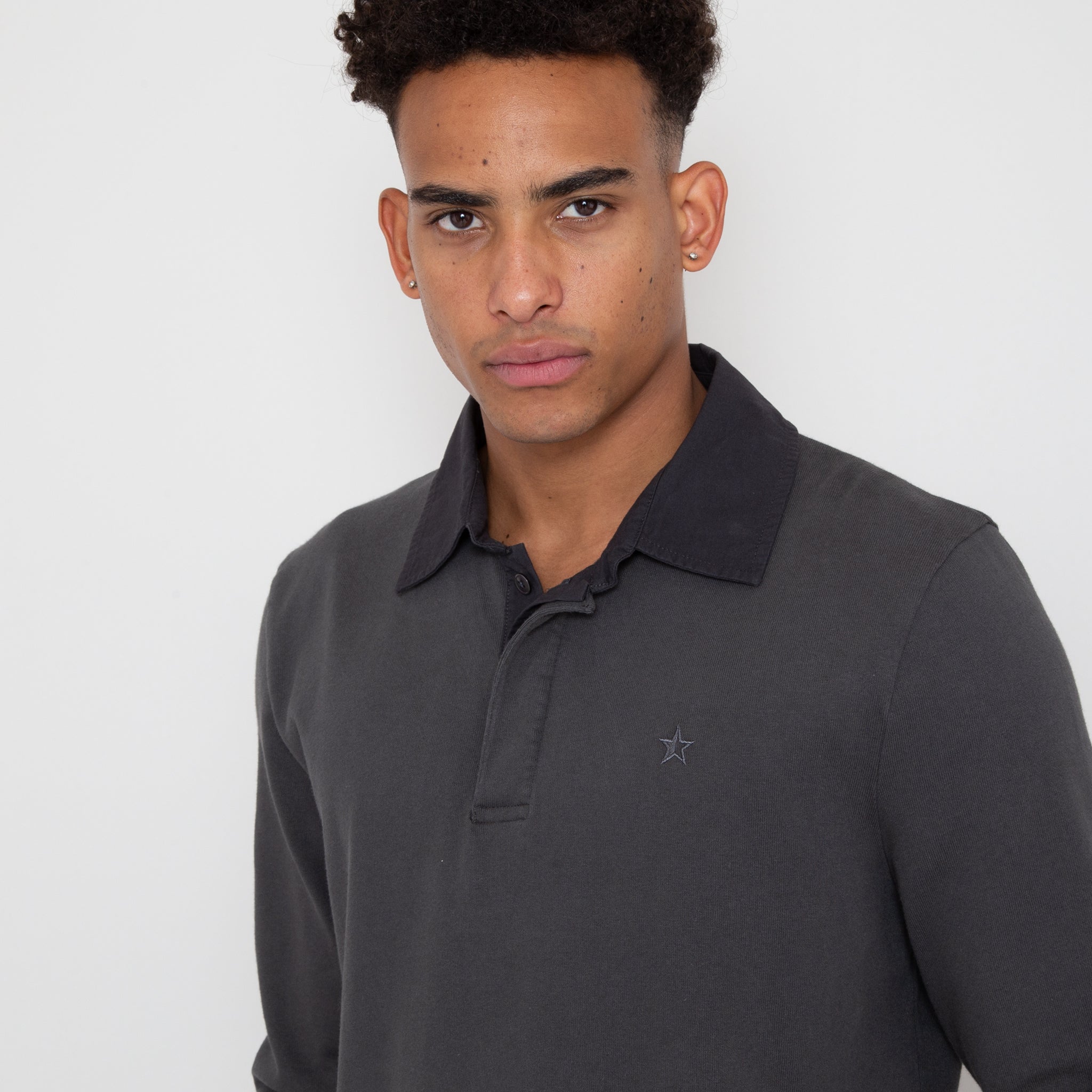 Sounder Golf | Sounder Golf | Sweats | Big Mach Long Sleeve Polo Sweat - Charcoal | Knits & Sweats