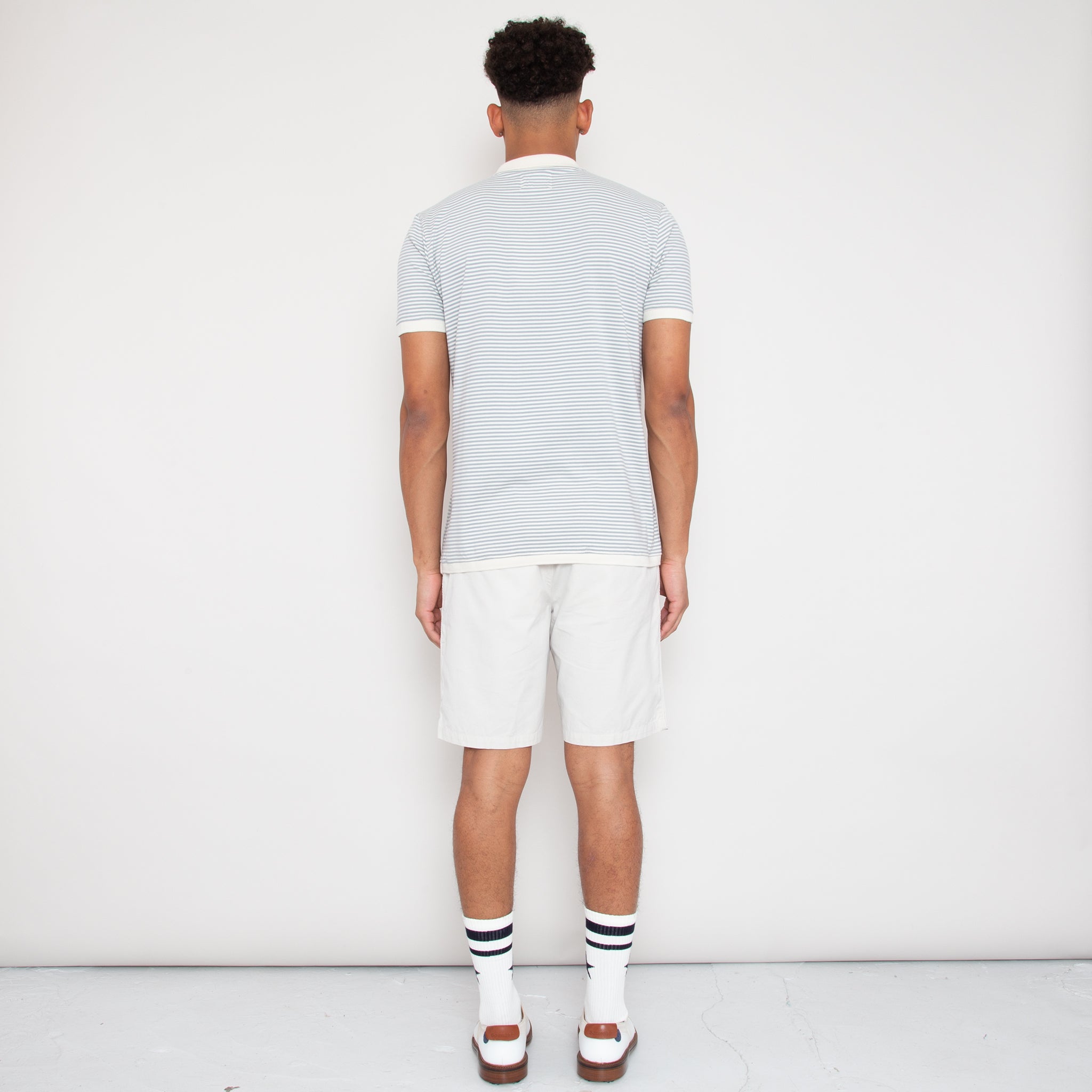 Sounder Golf | Sounder Golf | Clothing | Polos | Play Well Polo - Dove Grey and Off White Stripe | Polos