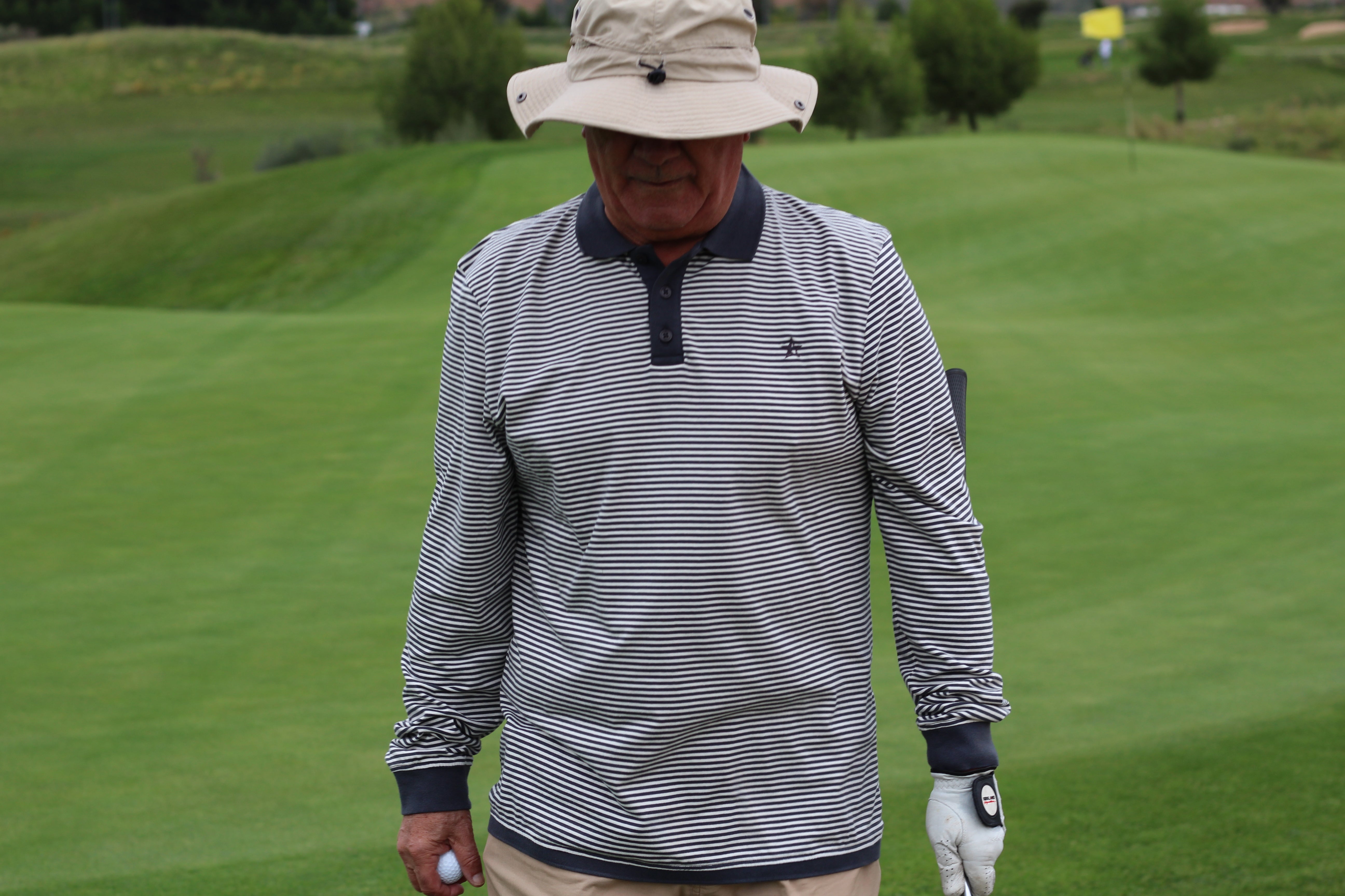 Play Well Polo Long Sleeve - Deep Navy Pin Stripe / Off White