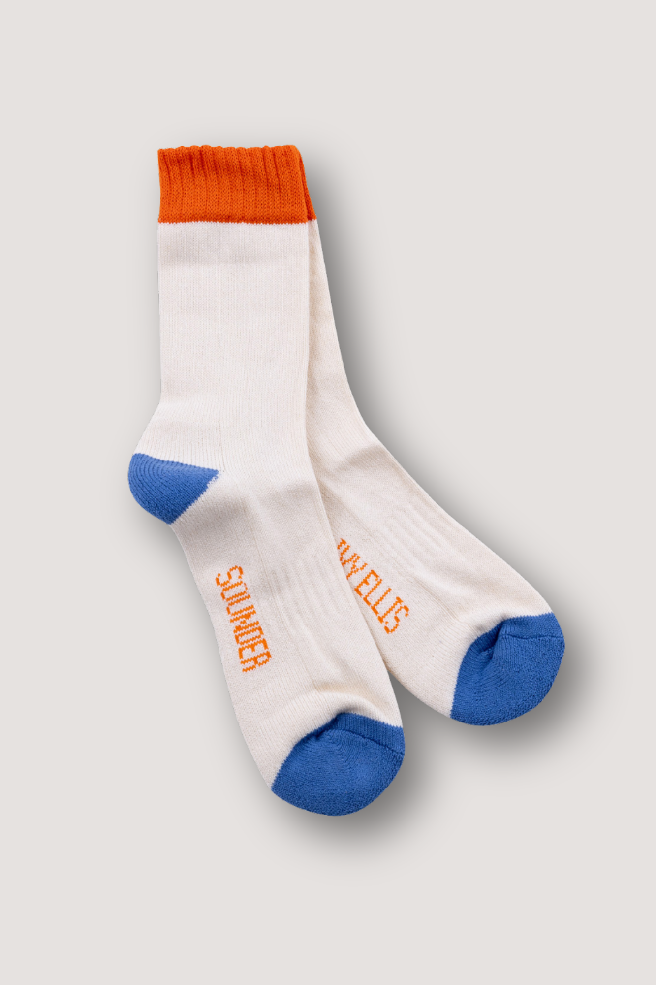 Ivy Ellis x Sounder Lightweight Crew Sock - Cream with Orange trim