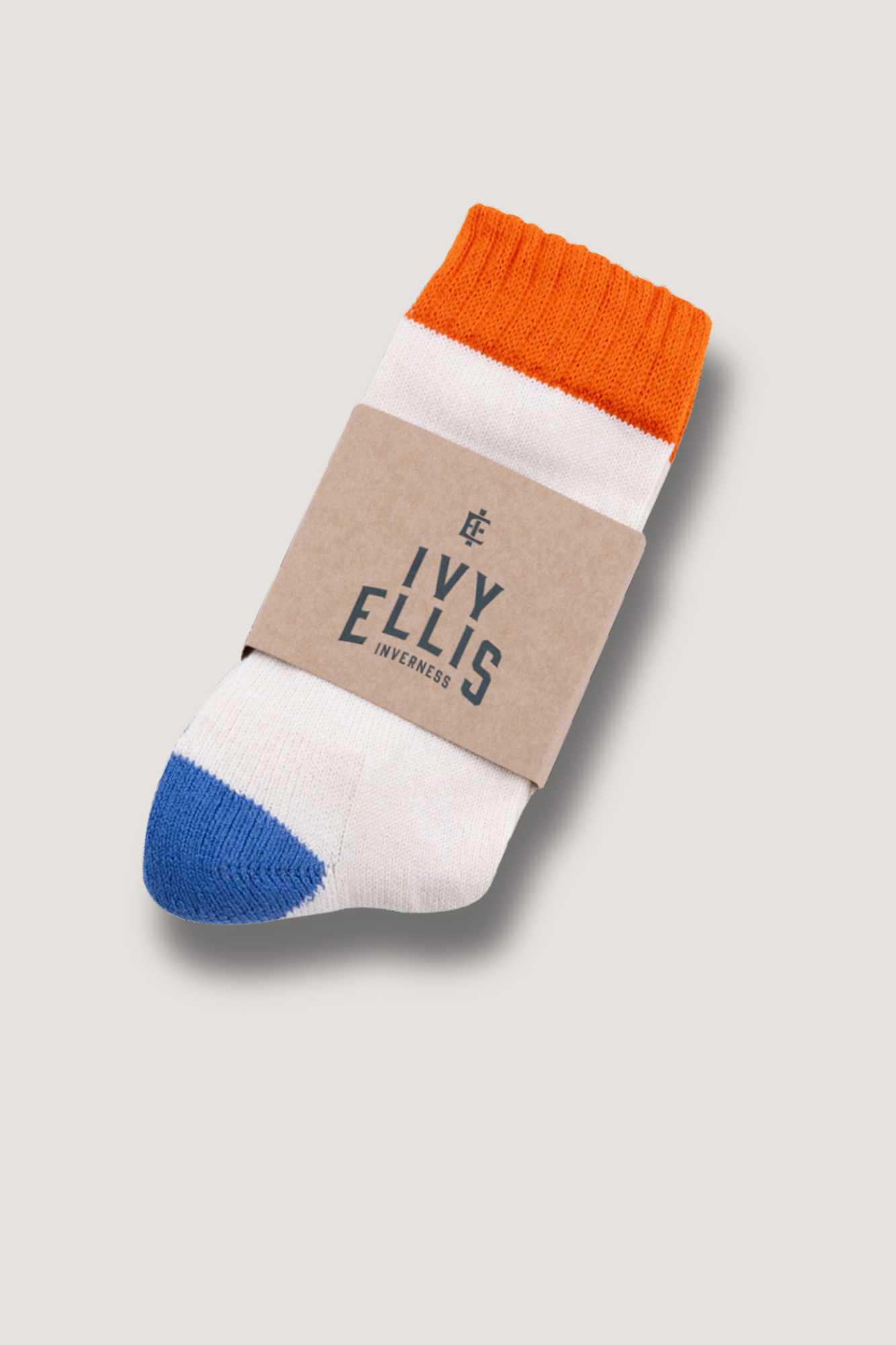 Ivy Ellis x Sounder Lightweight Crew Sock - Cream with Orange trim
