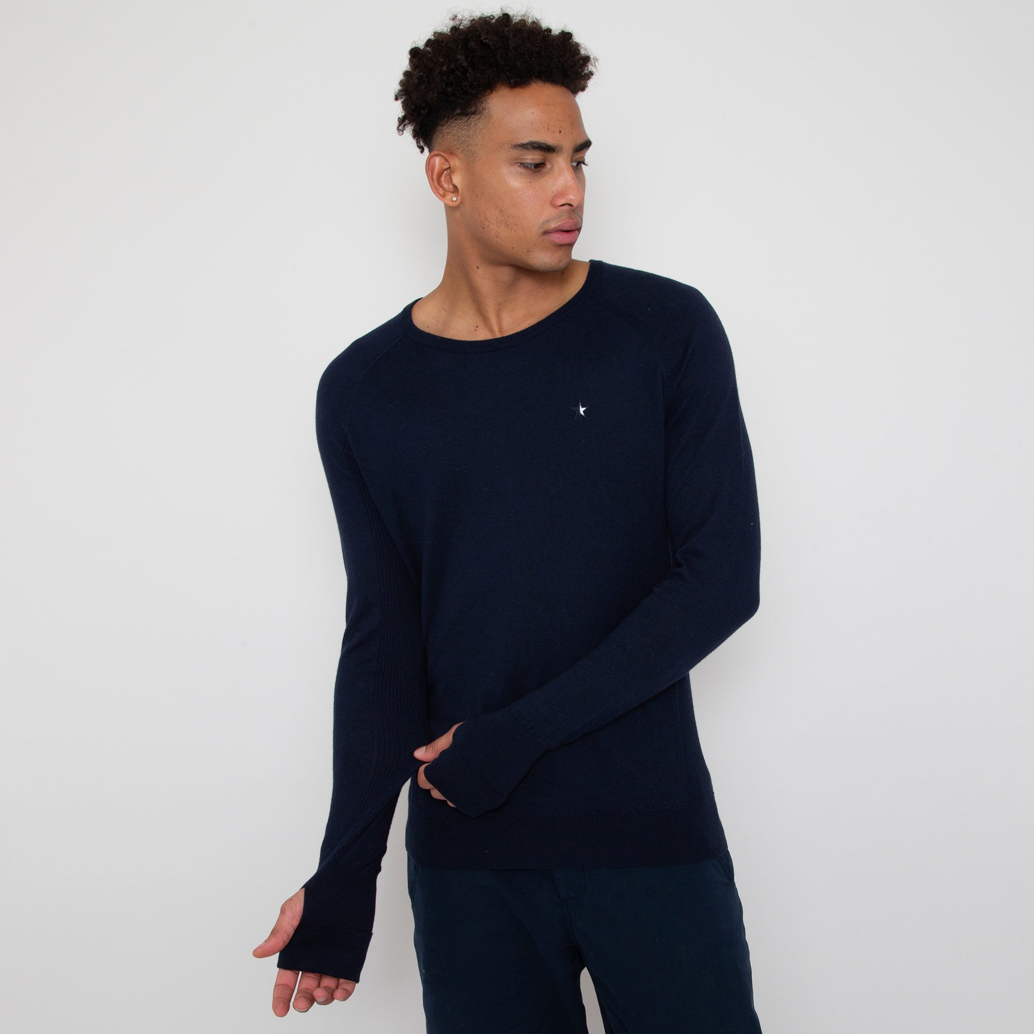 Eden Knit with Pointelle Star - Dark Navy