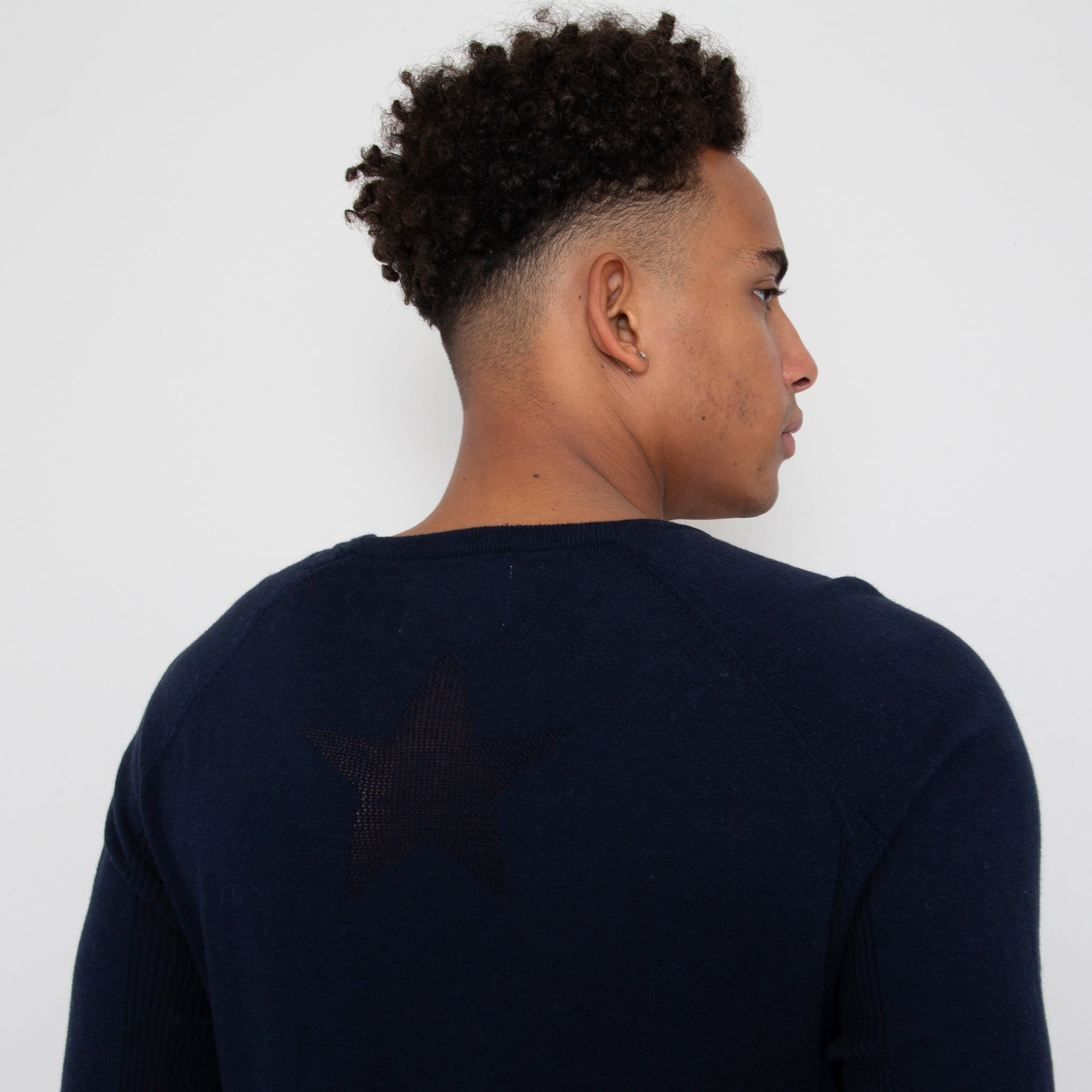 Eden Knit with Pointelle Star - Dark Navy