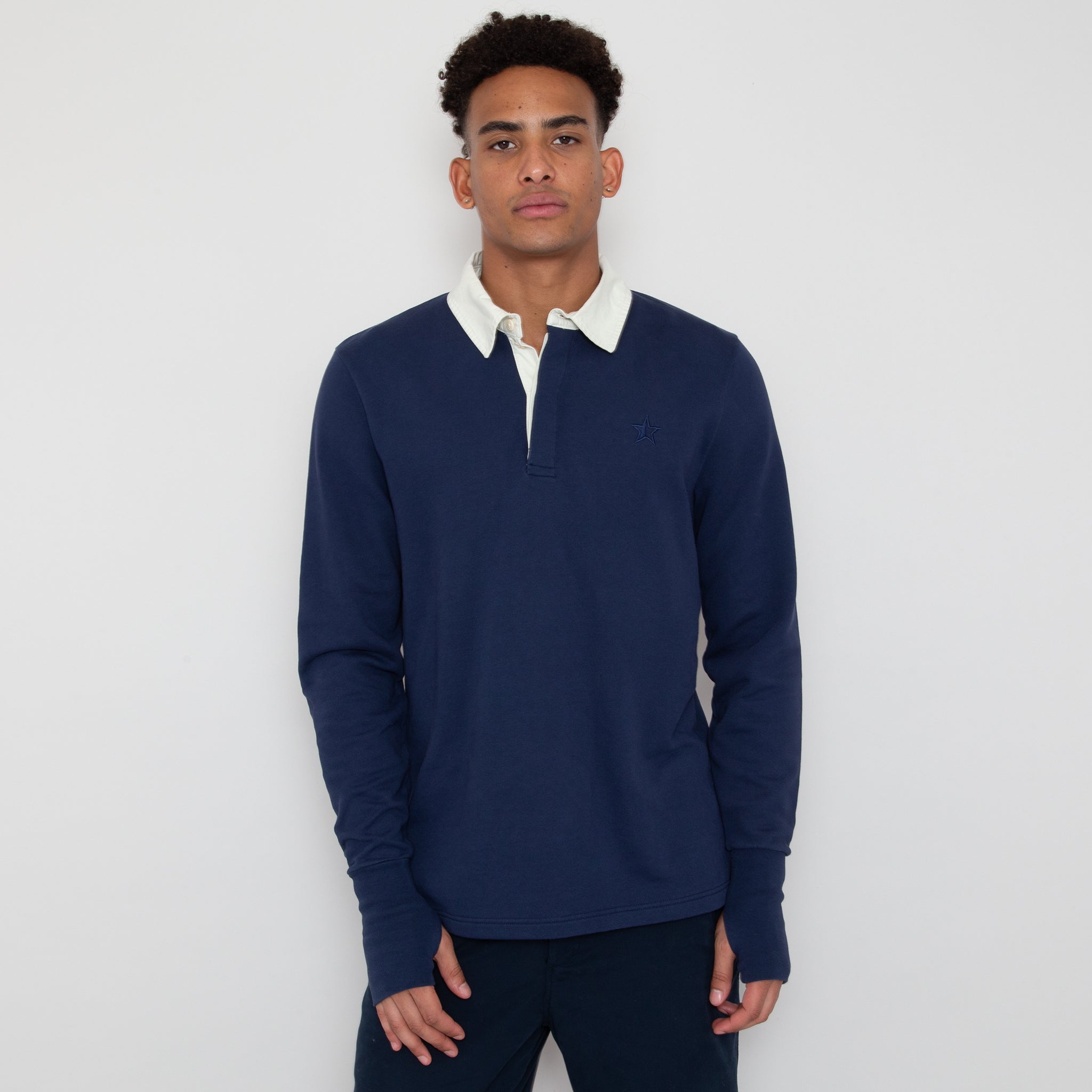 Sounder Golf | Sounder Golf | Sweats | Big Mach Long Sleeve Polo Sweat - Deep Navy / Natural | Knits & Sweats