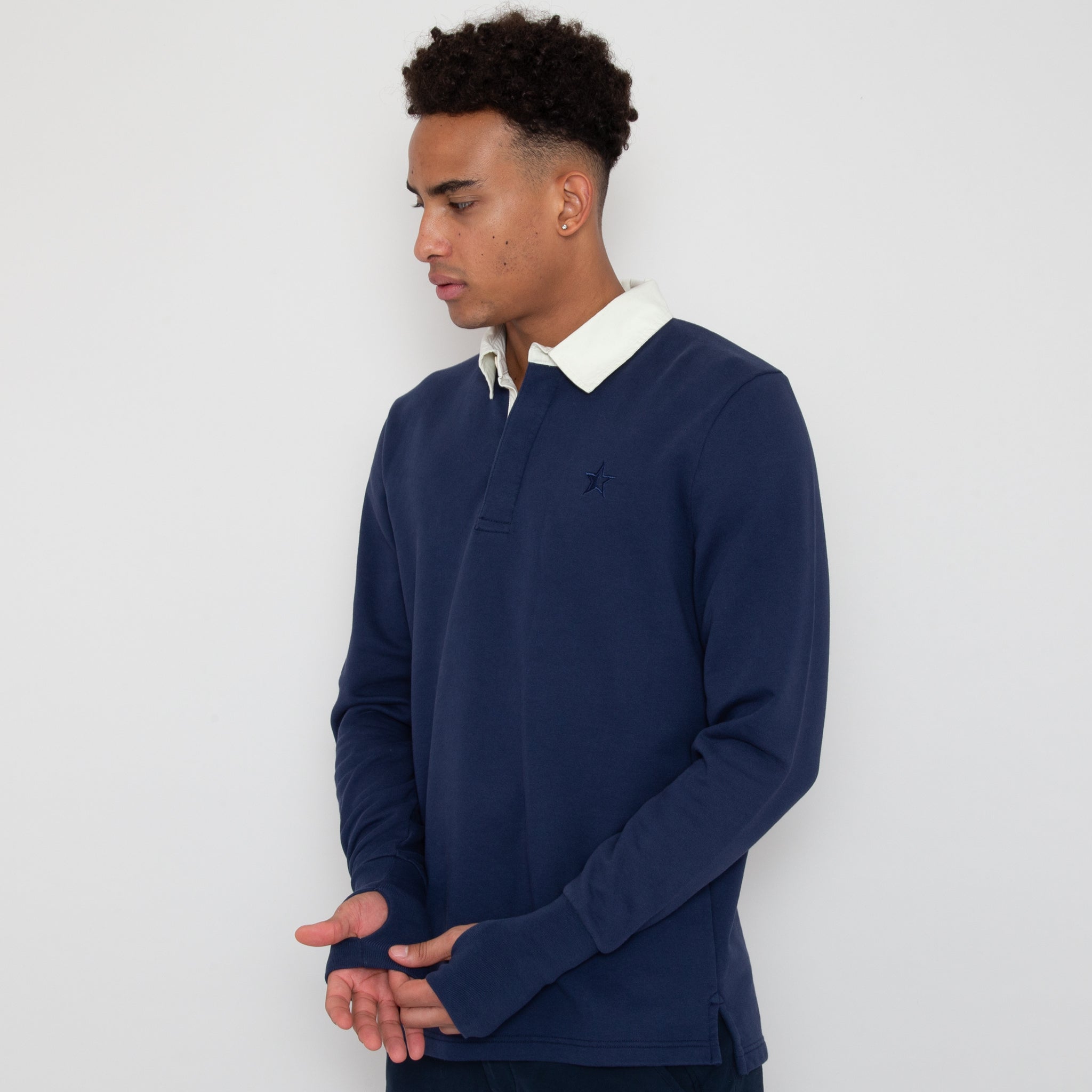 Sounder Golf | Sounder Golf | Sweats | Big Mach Long Sleeve Polo Sweat - Deep Navy / Natural | Knits & Sweats