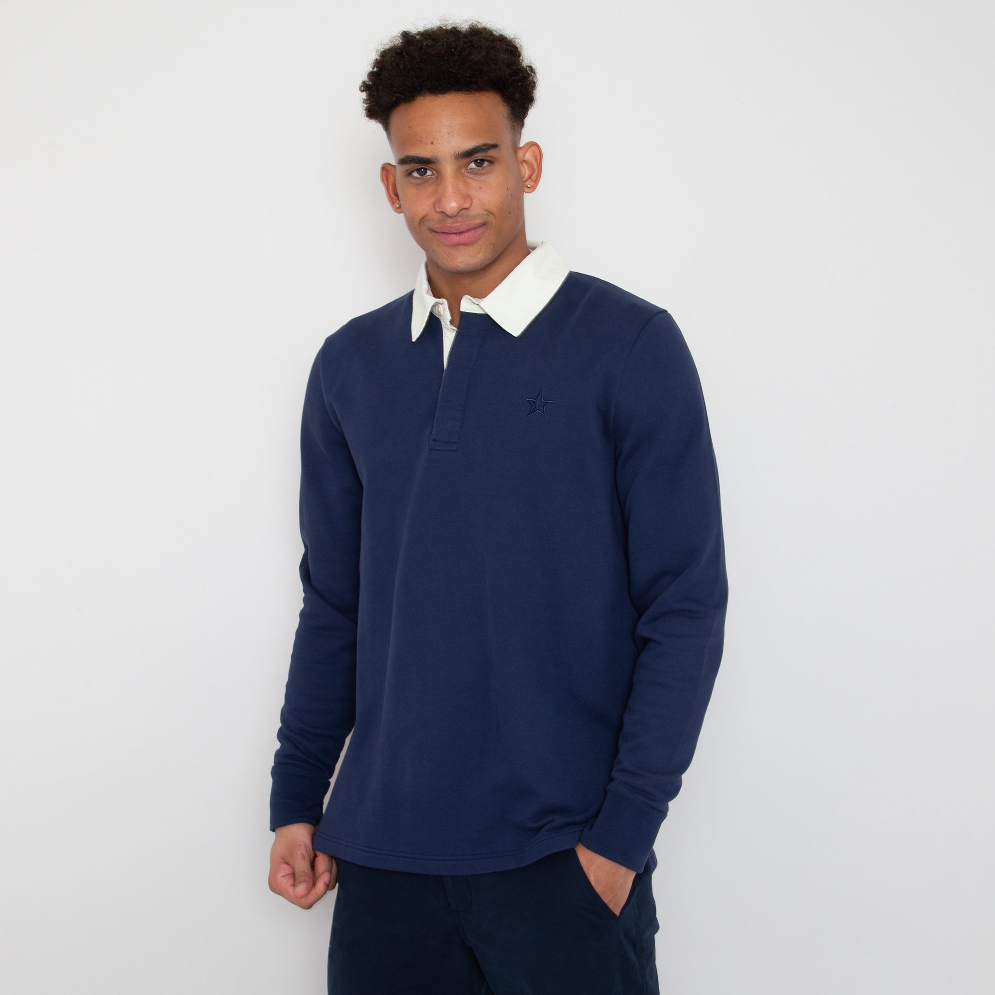 Sounder Golf | Sounder Golf | Sweats | Big Mach Long Sleeve Polo Sweat - Deep Navy / Natural | Knits & Sweats