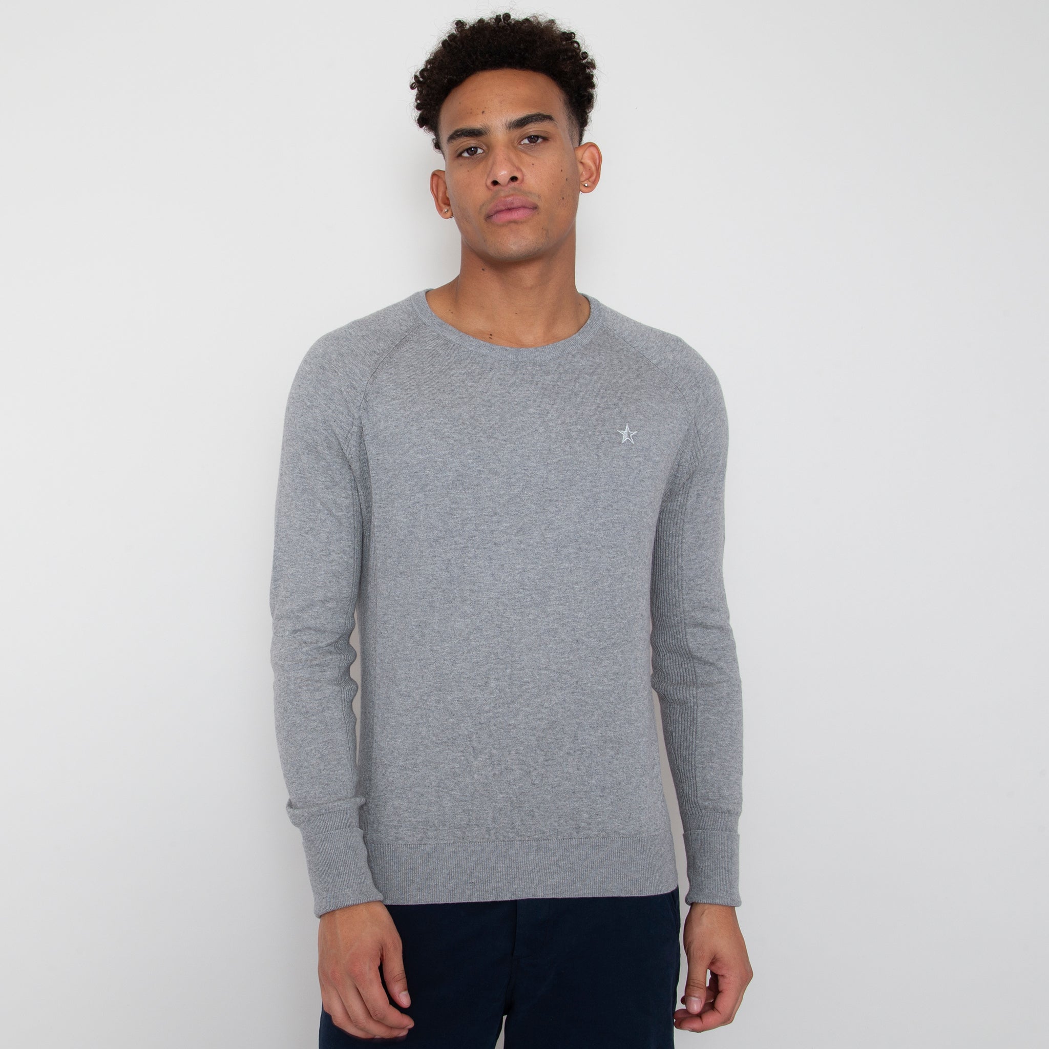 Sounder Golf | Sounder Golf | Clothing | Knits | Eden Knit with Pointelle Star - Light Grey Melange | Knits & Sweats