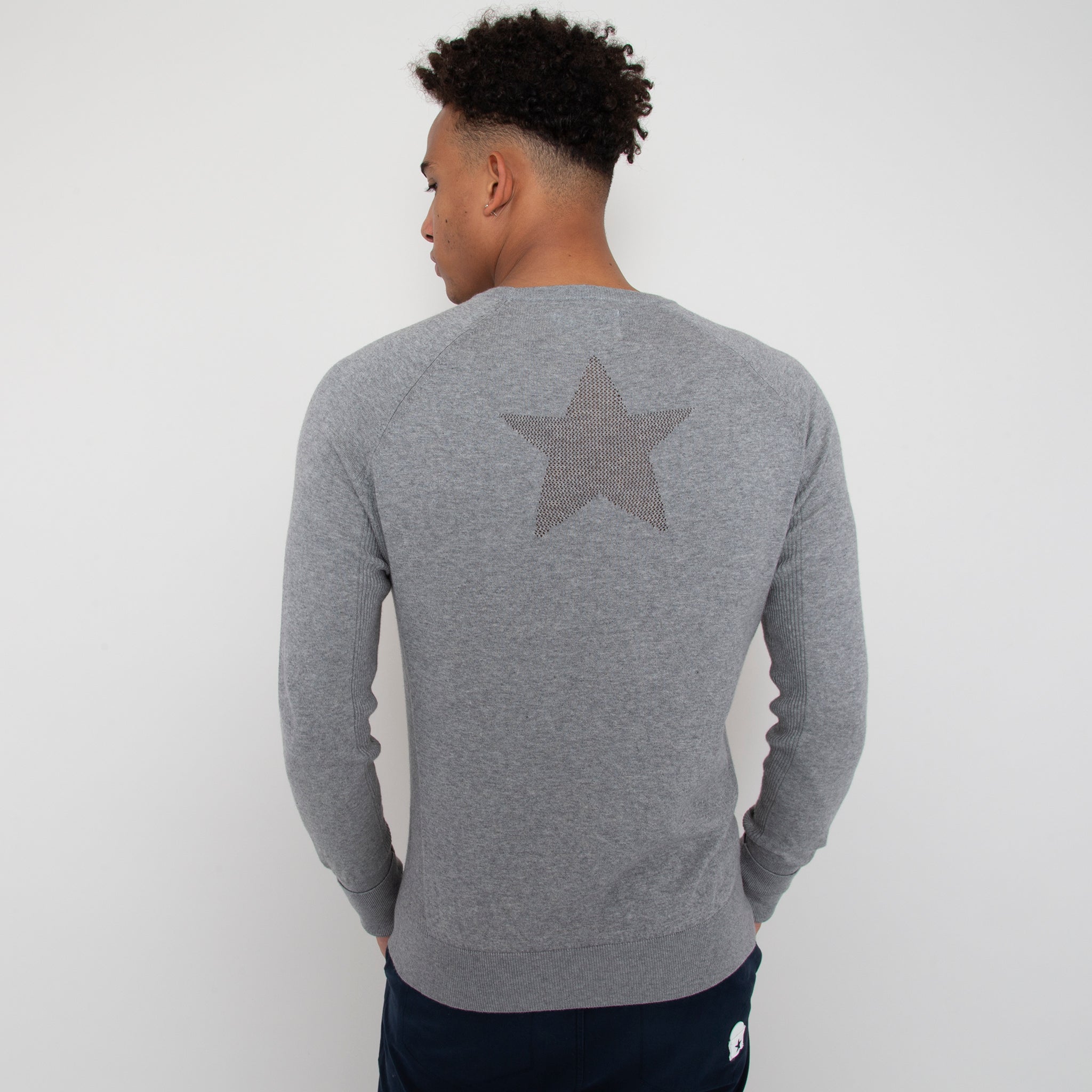 Sounder Golf | Sounder Golf | Clothing | Knits | Eden Knit with Pointelle Star - Light Grey Melange | Knits & Sweats