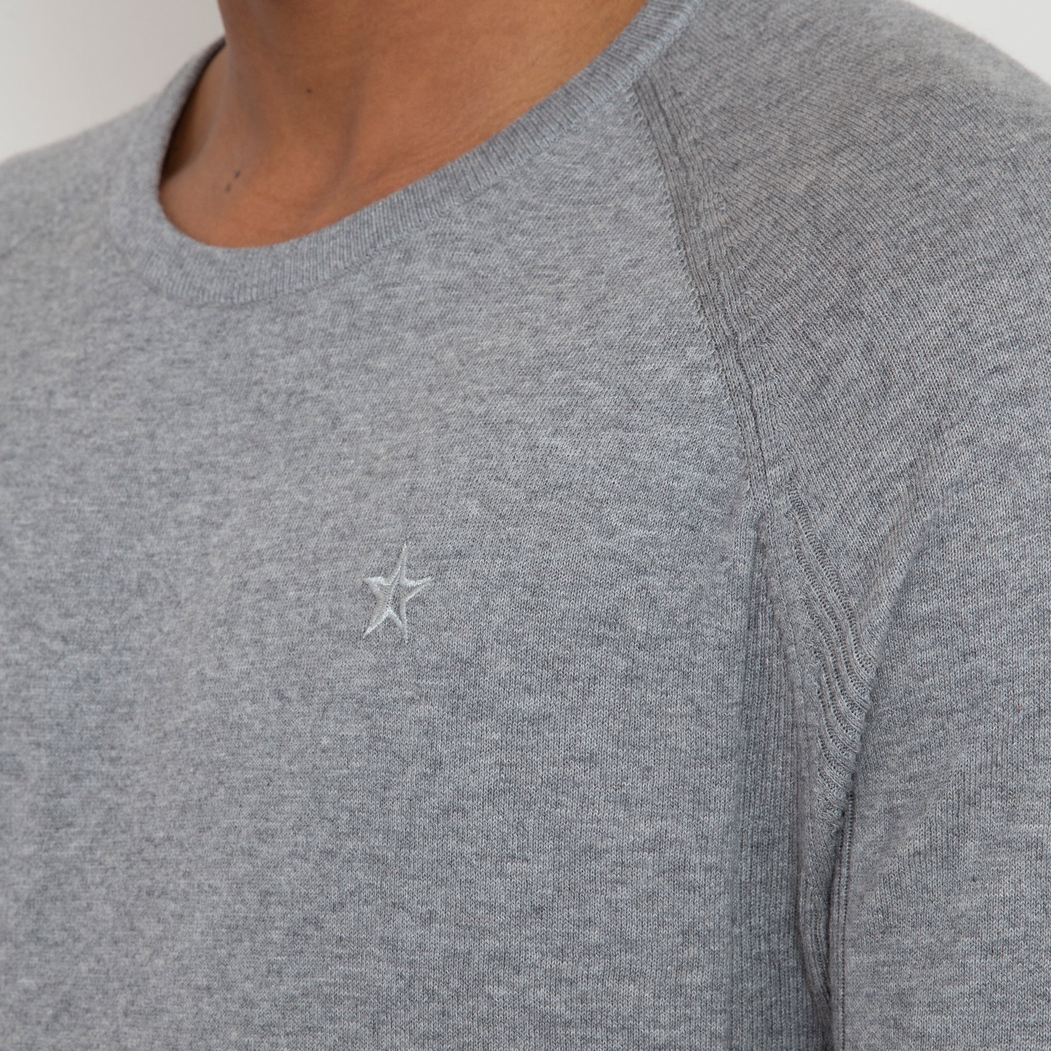 Sounder Golf | Sounder Golf | Clothing | Knits | Eden Knit with Pointelle Star - Light Grey Melange | Knits & Sweats