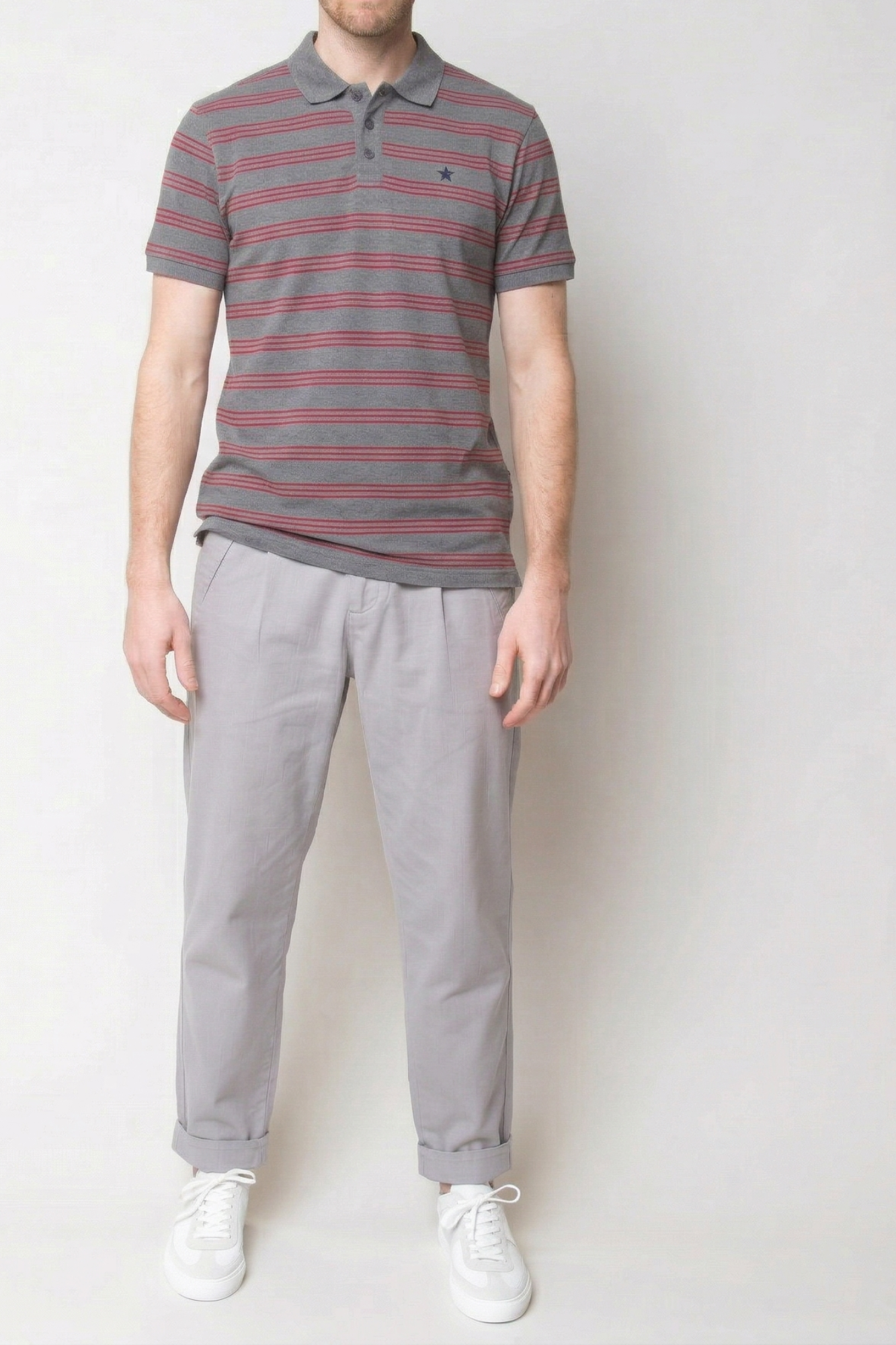 Play Well Polo - Red Stripe / Mid Grey