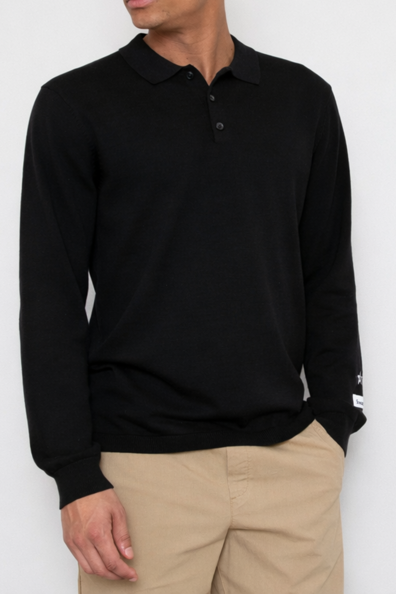 Fine Cut Knitted Polo - Black