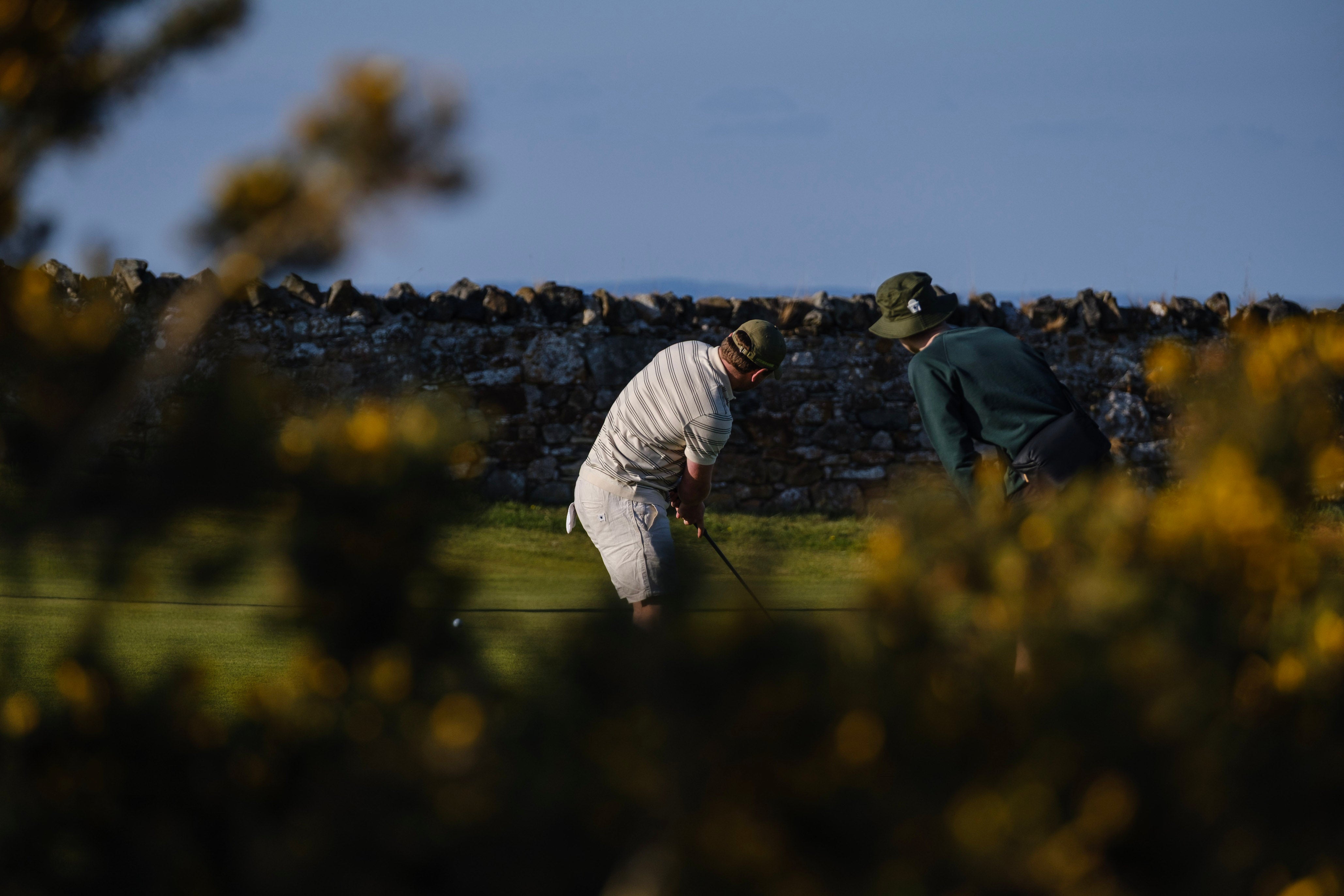 Sounder Golf | Sounder Golf | Clothing | Polos | Play Well Polo - Natural / Dark Green Pinstripe | Polos