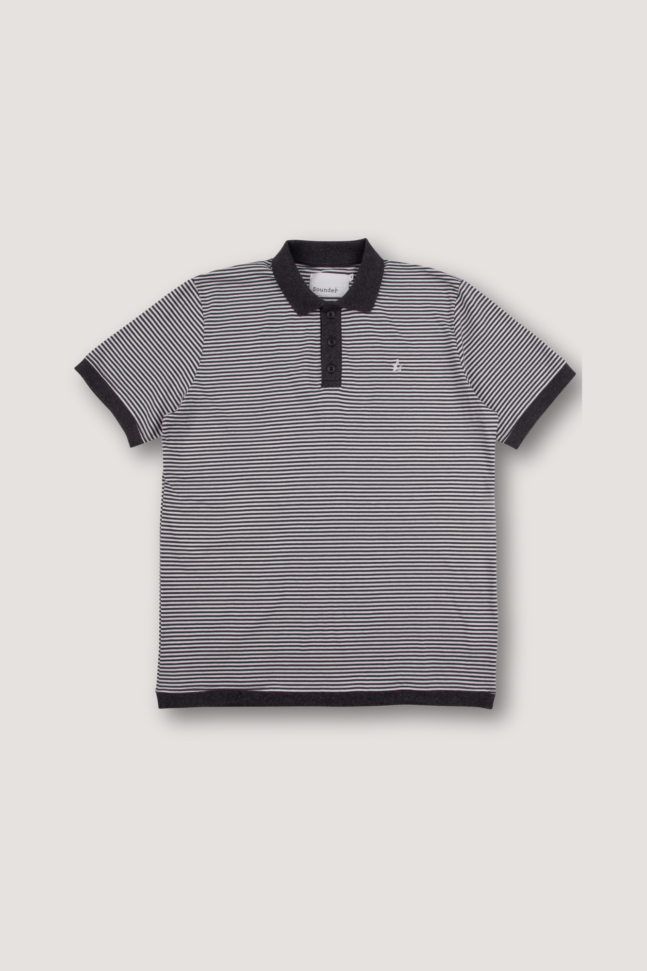 Play Well Polo - Charcoal / Off White Stripe