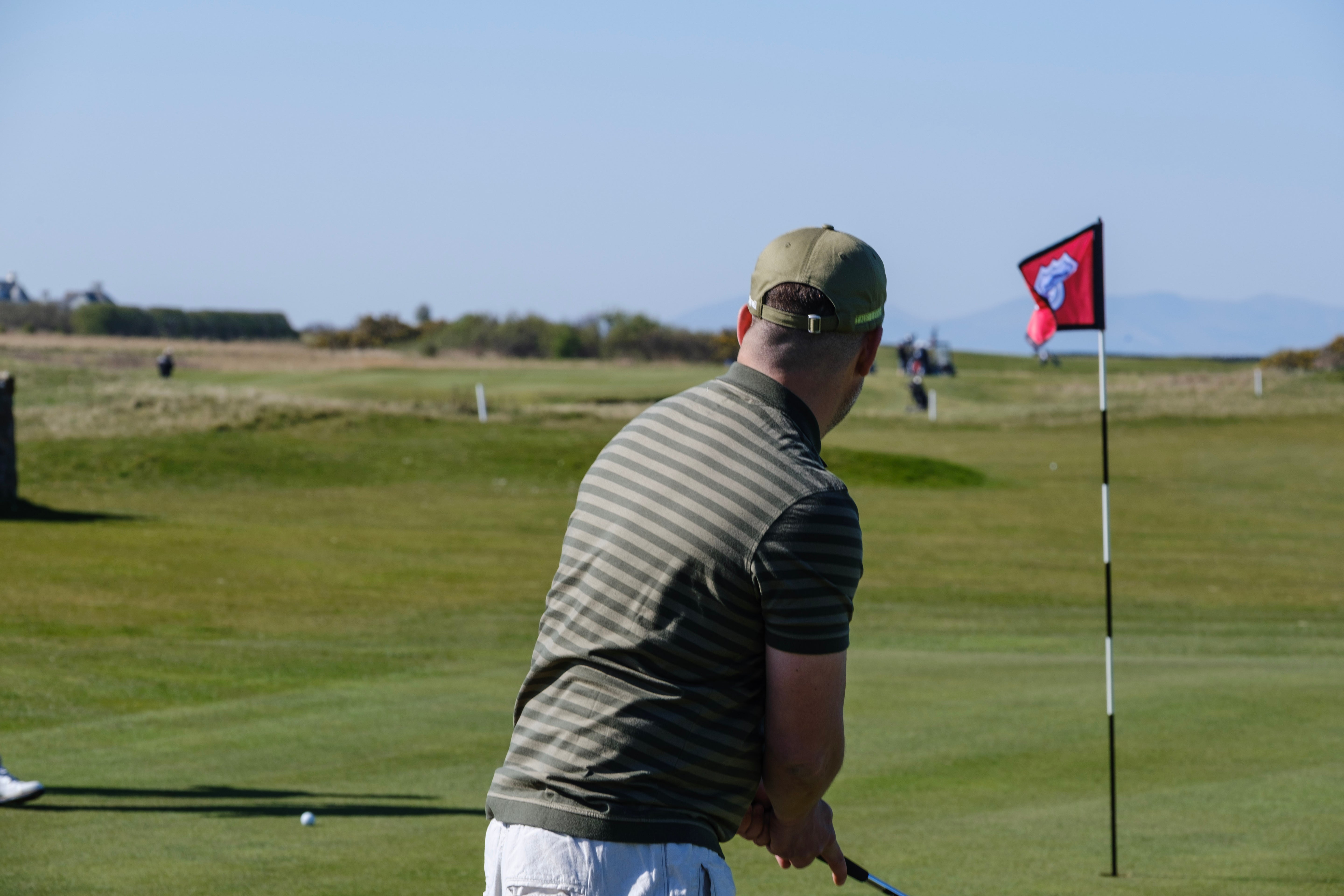 Sounder Golf | Sounder Golf | Clothing | Polos | Play Well Polo - Dark Green / Khaki Stripe | Polos