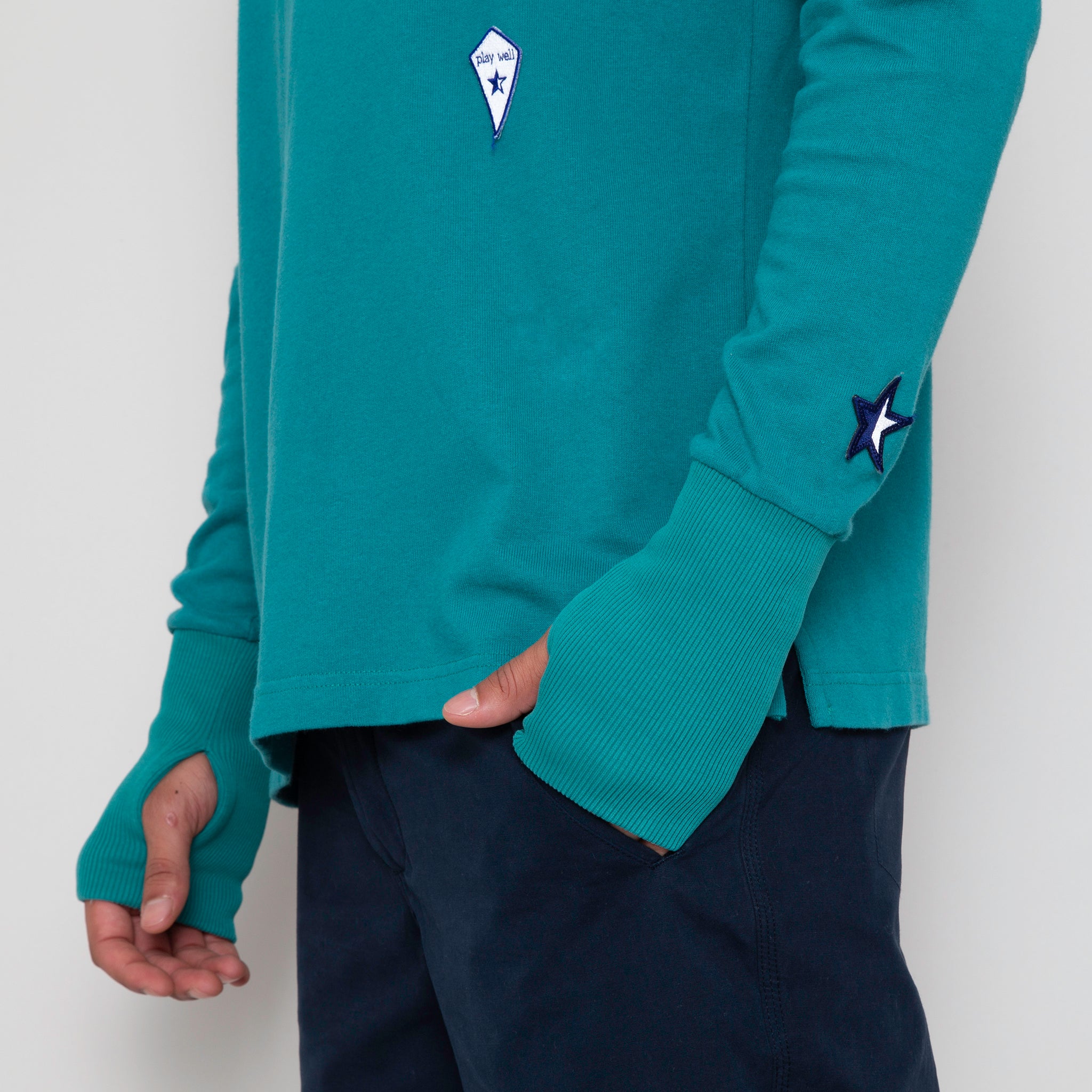 Sounder Golf | Sounder Golf | Sweats | Big Mach Long Sleeve Polo Sweat - Jade and White | Knits & Sweats