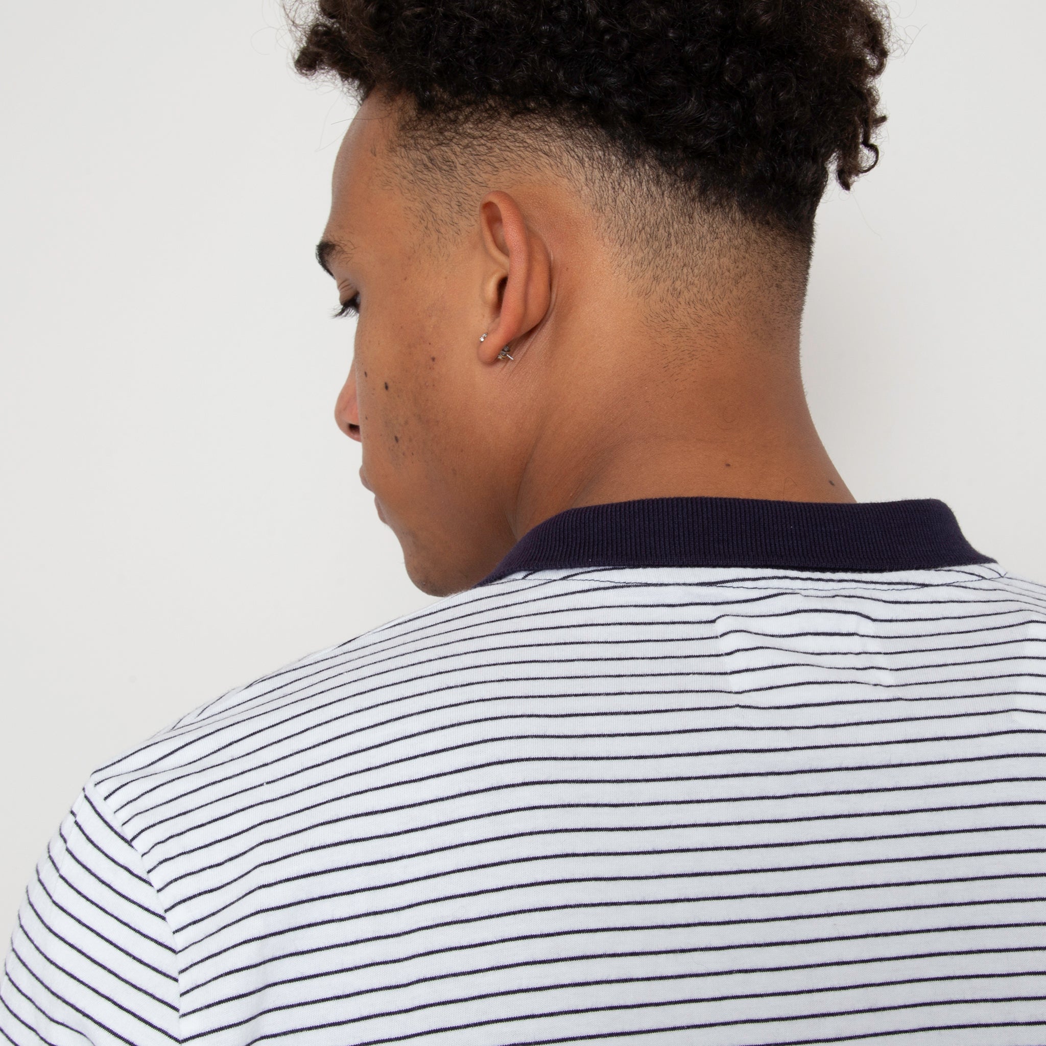 Play Well Polo Long Sleeve - Deep Navy Pin Stripe / Off White