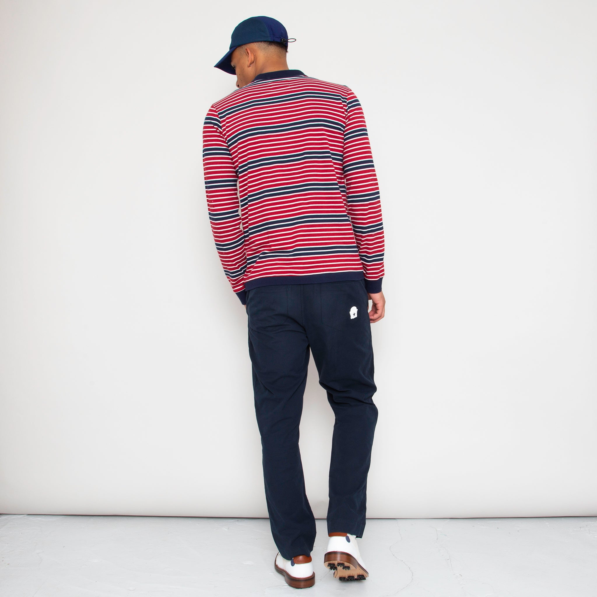 Sounder Golf | Sounder Golf | Clothing | Polos | Monterey Long Sleeve Polo - Deep Red and Navy | Polos