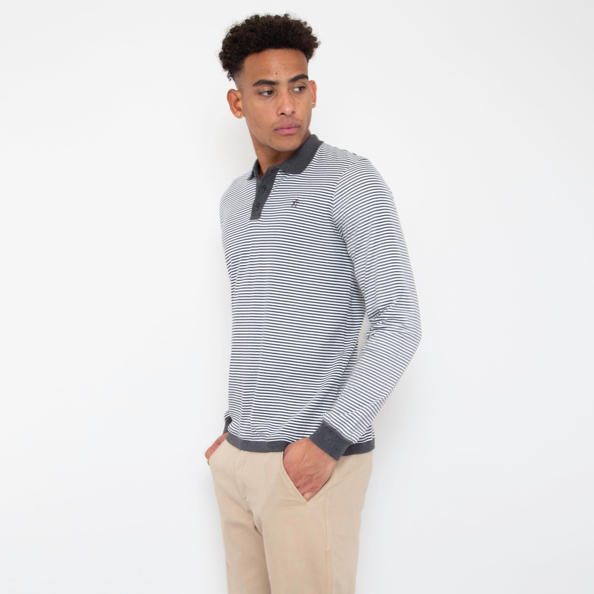 Sounder Golf | Sounder Golf | Clothing | Polos | Long Sleeve Play Well Polo - Charcoal and Off White | Polos