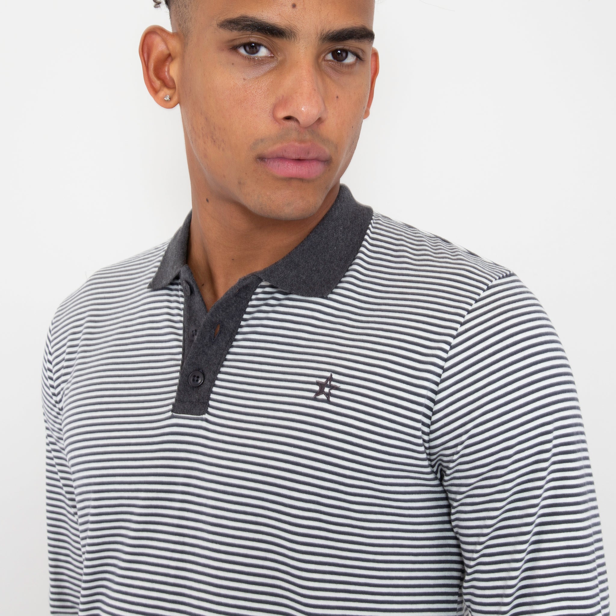 Sounder Golf | Sounder Golf | Clothing | Polos | Long Sleeve Play Well Polo - Charcoal and Off White | Polos
