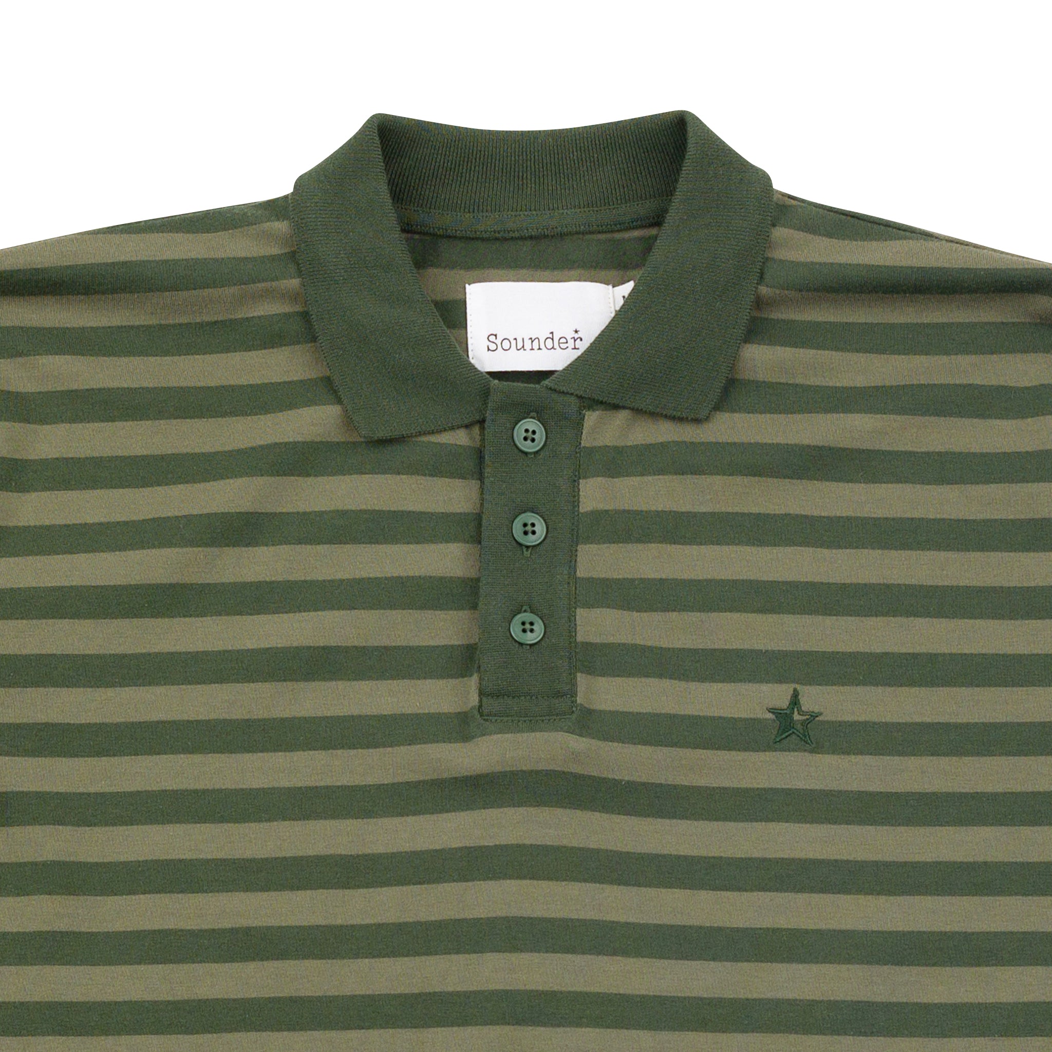 Sounder Golf | Sounder Golf | Clothing | Polos | Play Well Polo - Dark Green / Khaki Stripe | Polos