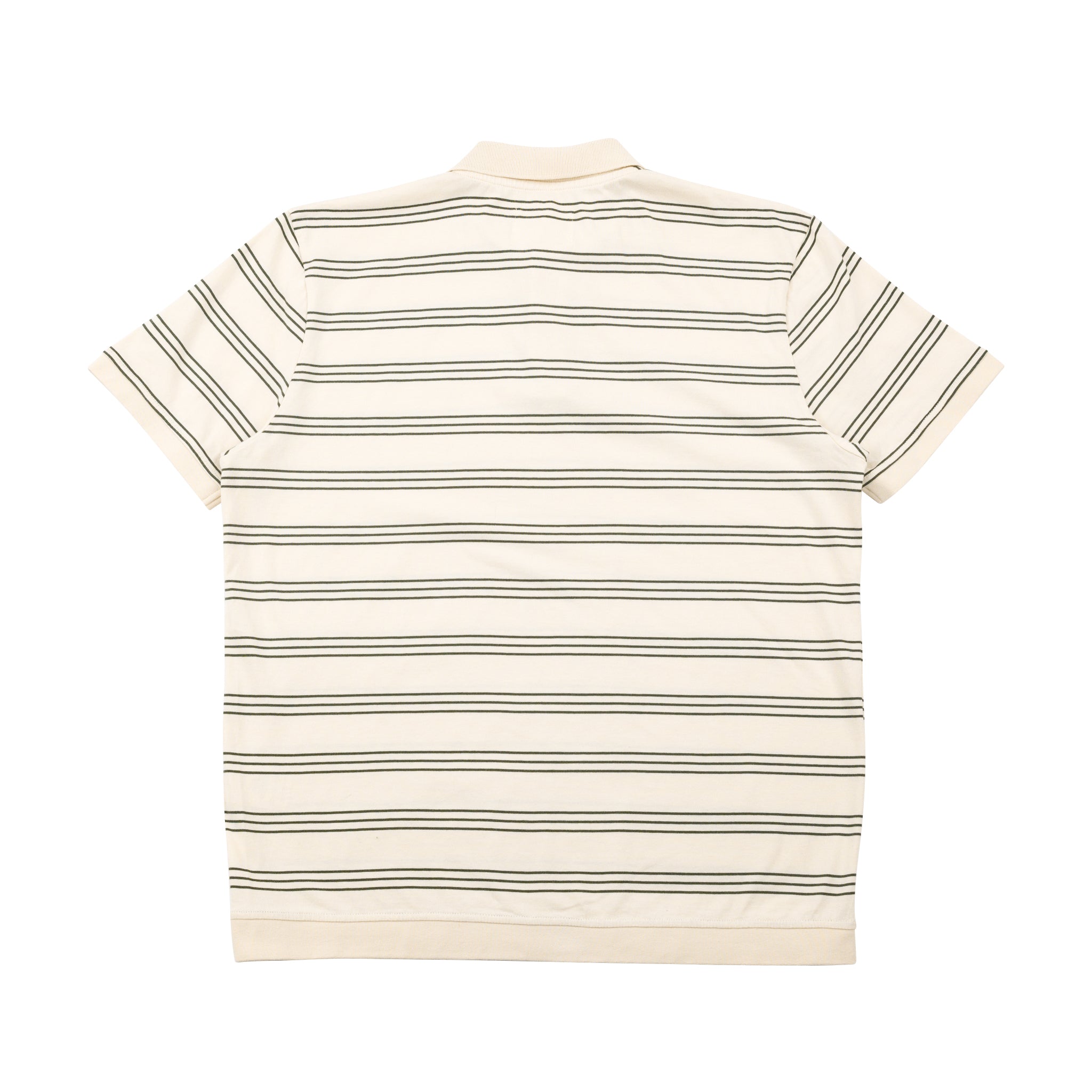 Sounder Golf | Sounder Golf | Clothing | Polos | Play Well Polo - Natural / Dark Green Pinstripe | Polos
