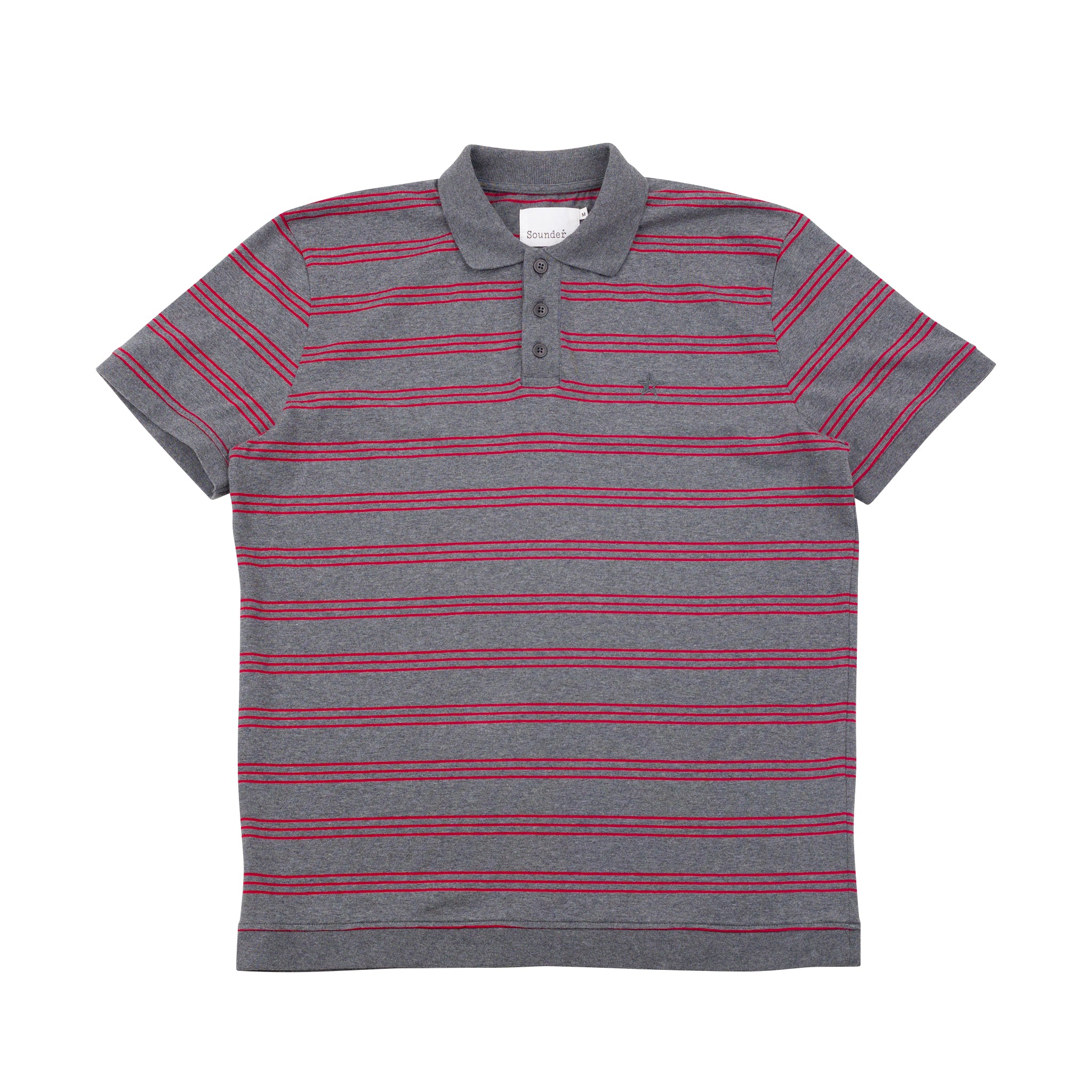 Sounder Golf | Sounder Golf | Clothing | Polos | Play Well Polo - Mid Grey / Red Stripe | Polos