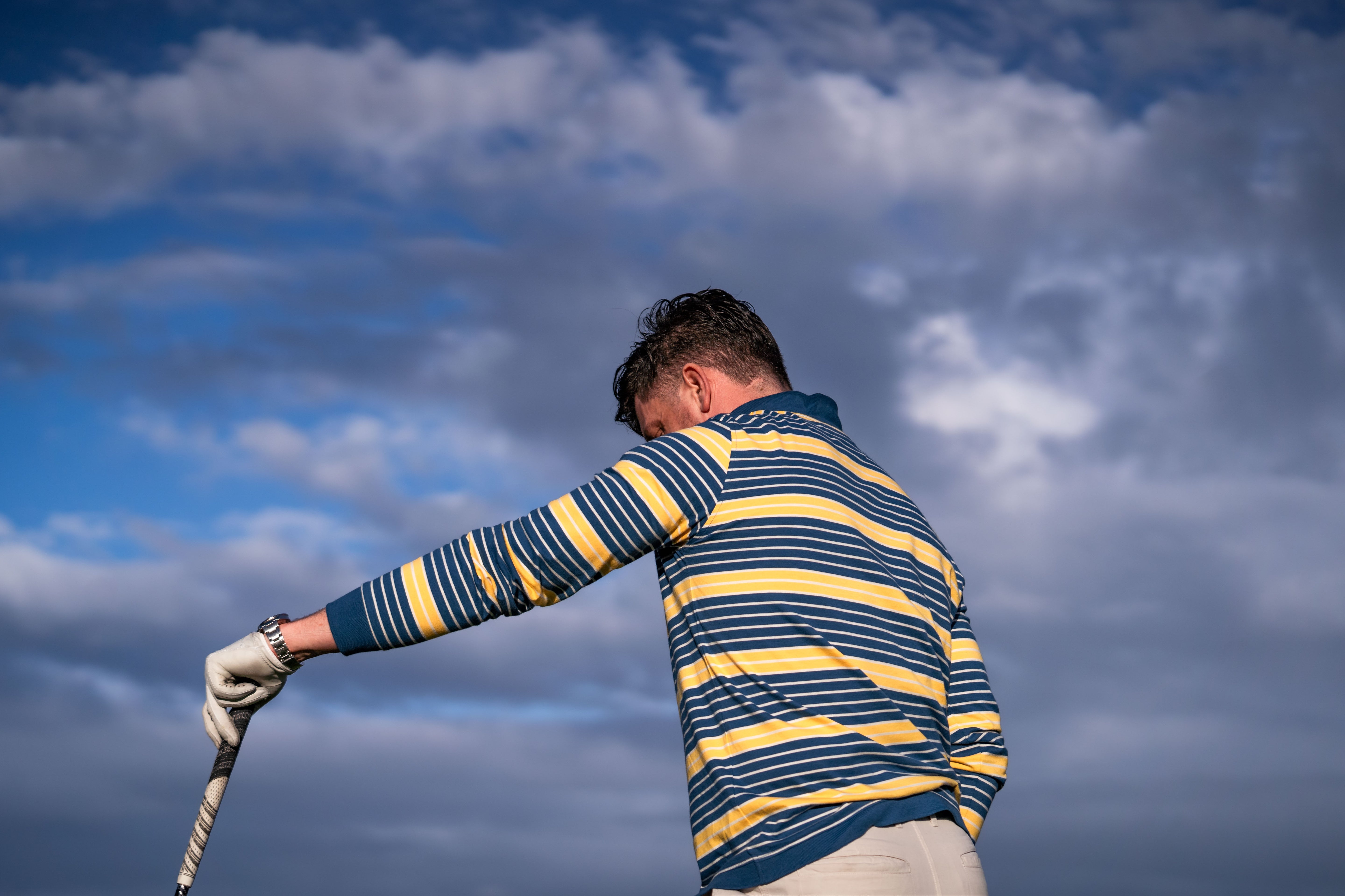 Sounder Golf | Sounder Golf | Clothing | Polos | Monterey Long Sleeve Polo - Petrol Blue and Sun Yellow | Polos