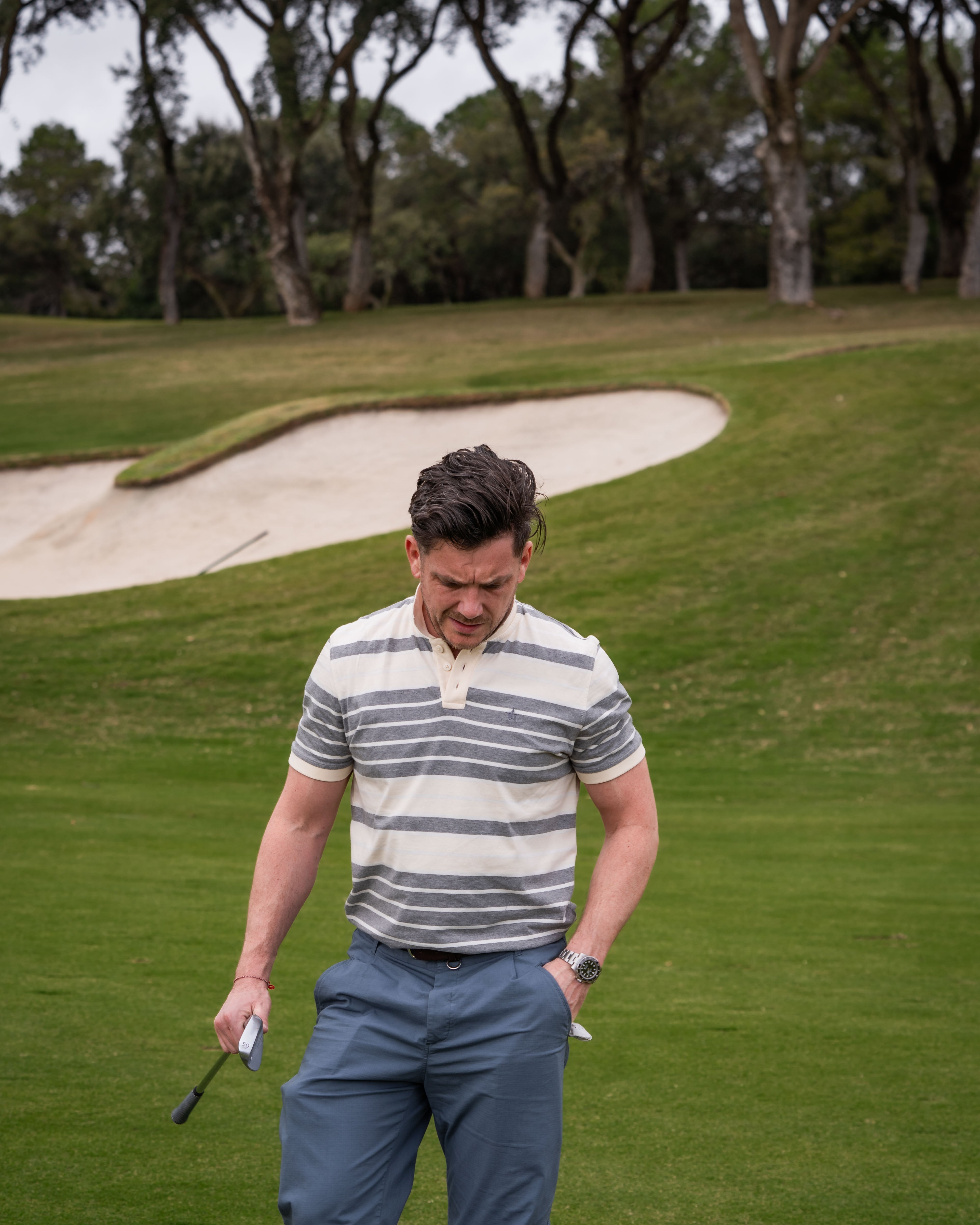 Sounder Golf | Sounder Golf | Clothing | Polos | Play Well Polo - Mid Grey / Natural | Polos