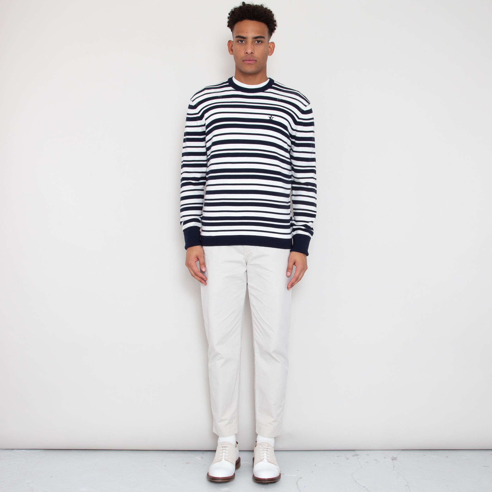 Sounder Golf | Sounder Golf | Clothing | Knits | Cosmos Knit - Deep Navy and Off White Stripe | Knits & Sweats