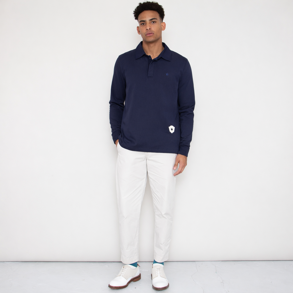 Big Mach Long Sleeve Polo Sweat - Petrol Blue