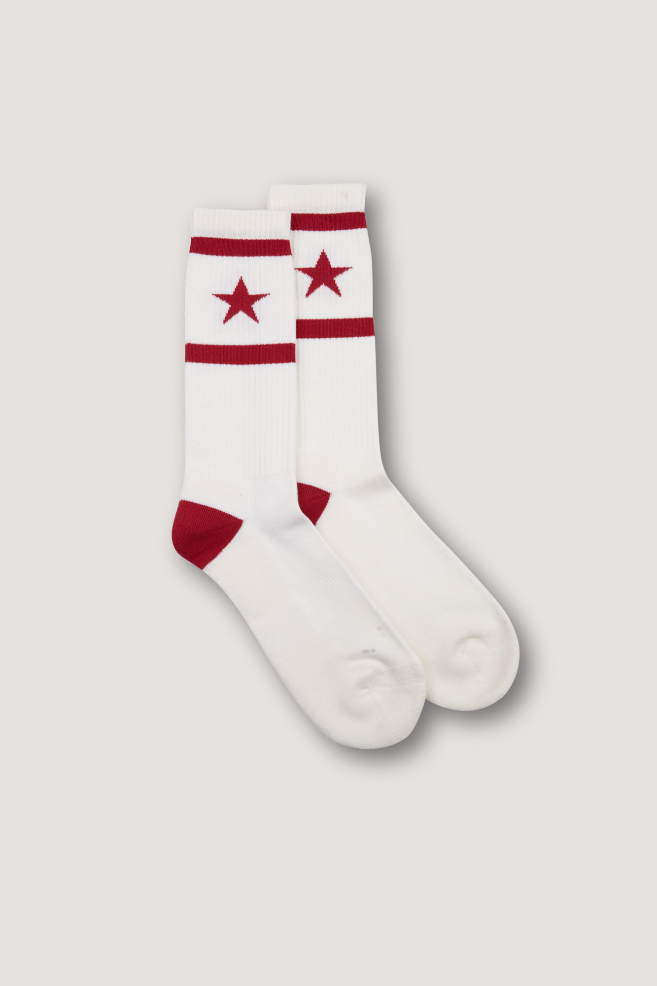 Star Sock - White and Dark Red