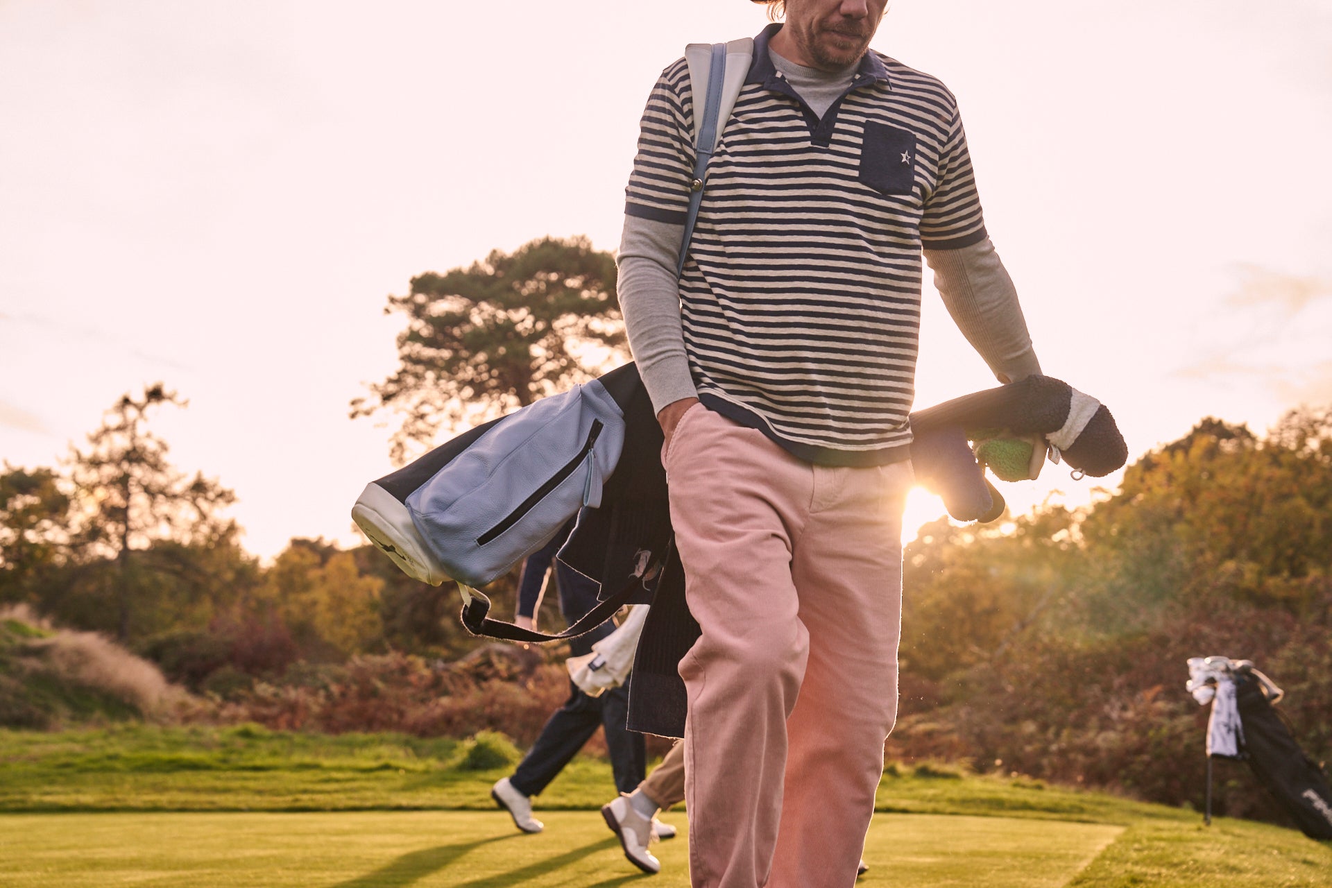 Sounder Golf | Sounder Golf | Clothing | Knits | Eden Knit with Pointelle Star - Light Grey Melange | Knits & Sweats