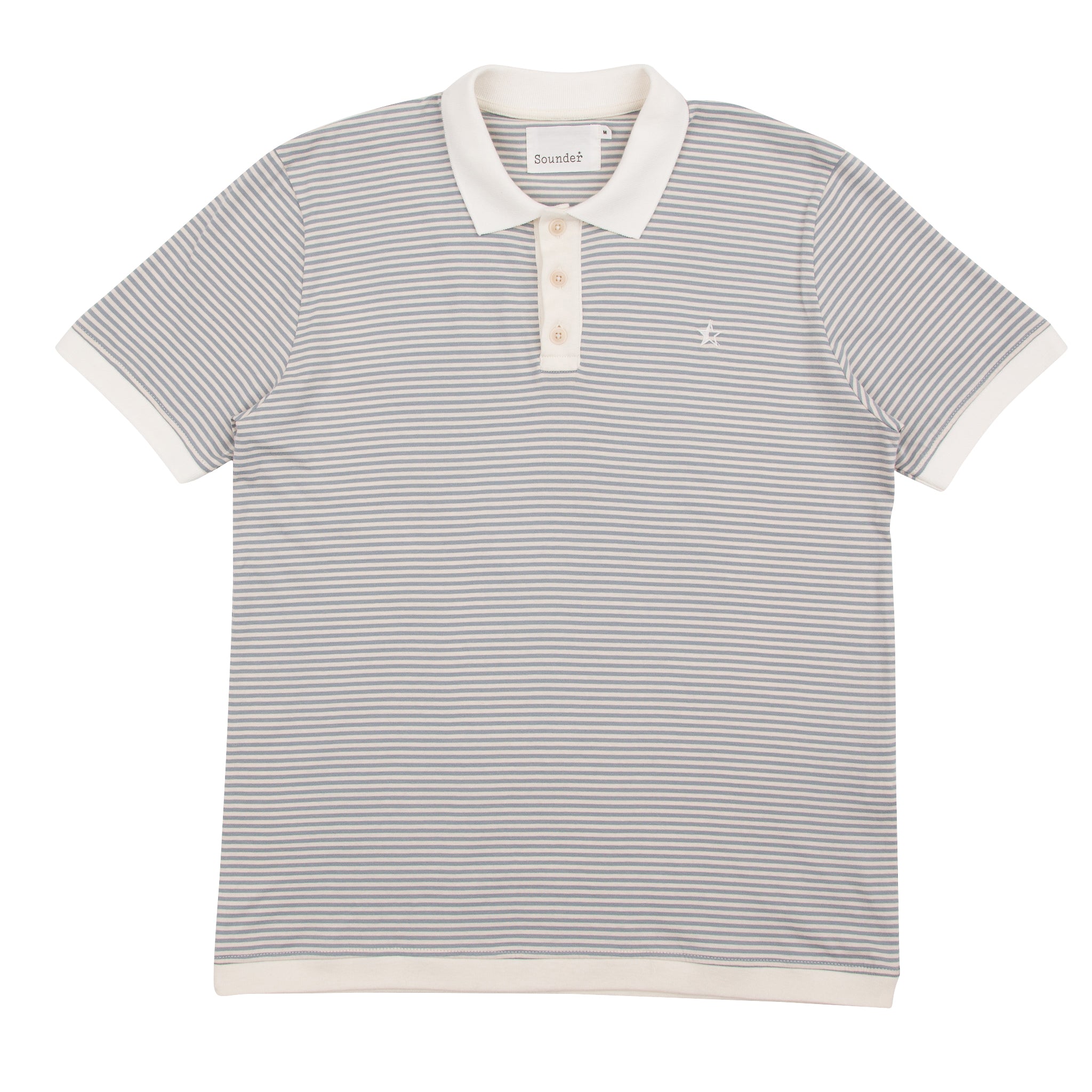 Sounder Golf | Sounder Golf | Clothing | Polos | Play Well Polo - Dove Grey and Off White Stripe | Polos