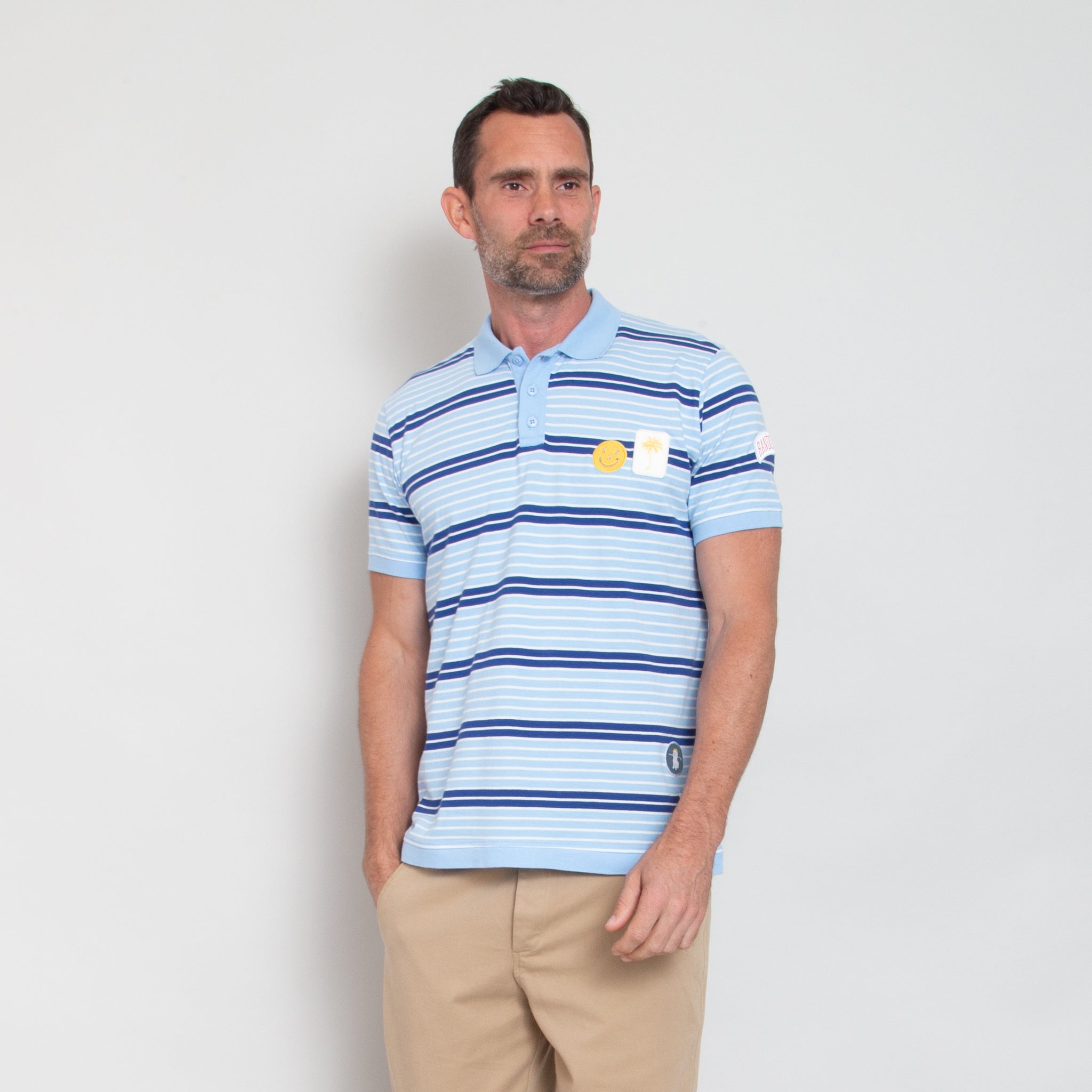 Sounder Golf | Sounder Golf | Clothing | Polos | Sounder x Random Golf Club Monterey Polo - Sky Blue and Indigo | T-Shirts & Shirts