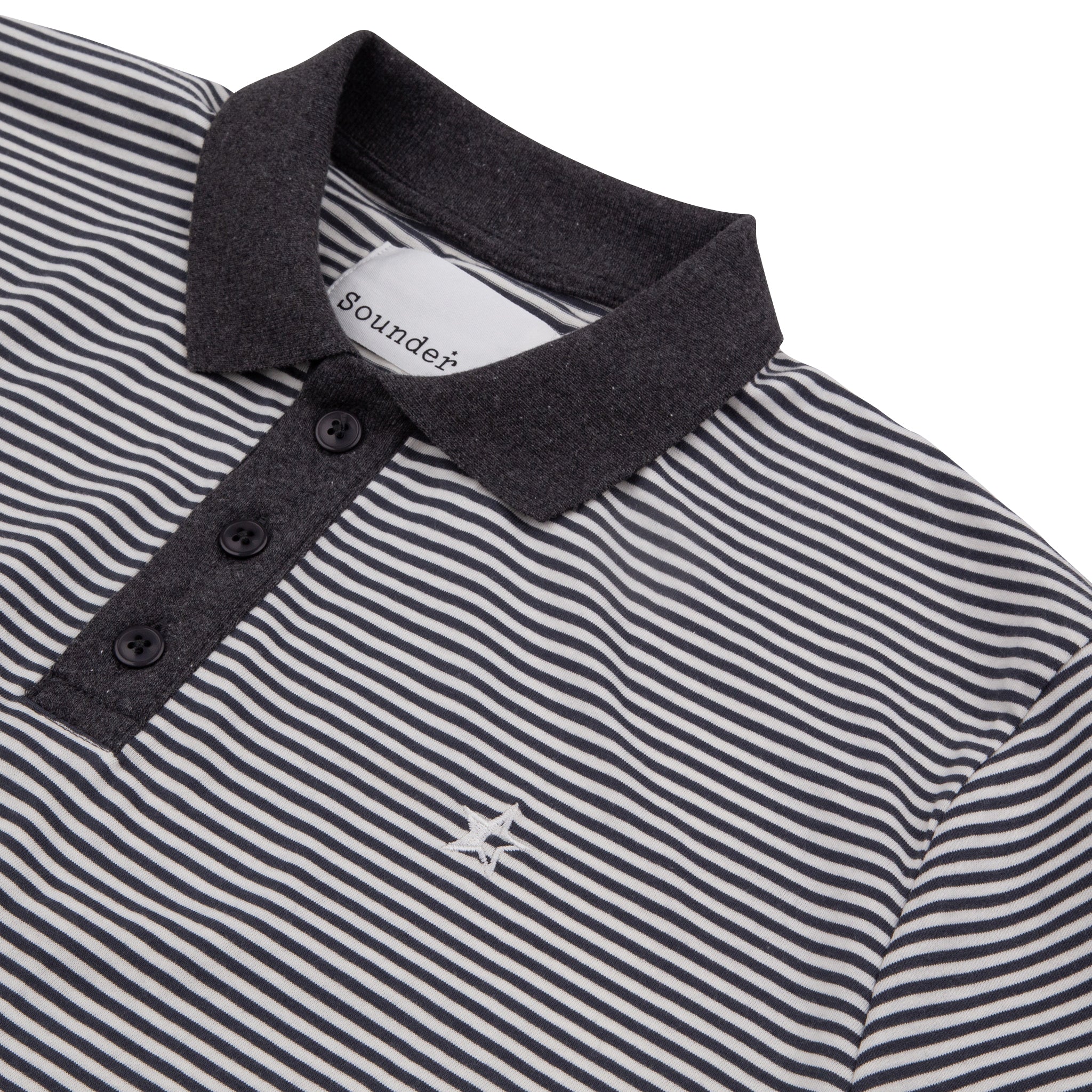 Sounder Golf | Sounder Golf | Clothing | Polos | Play Well Polo - Charcoal and Off White Stripe | Polos