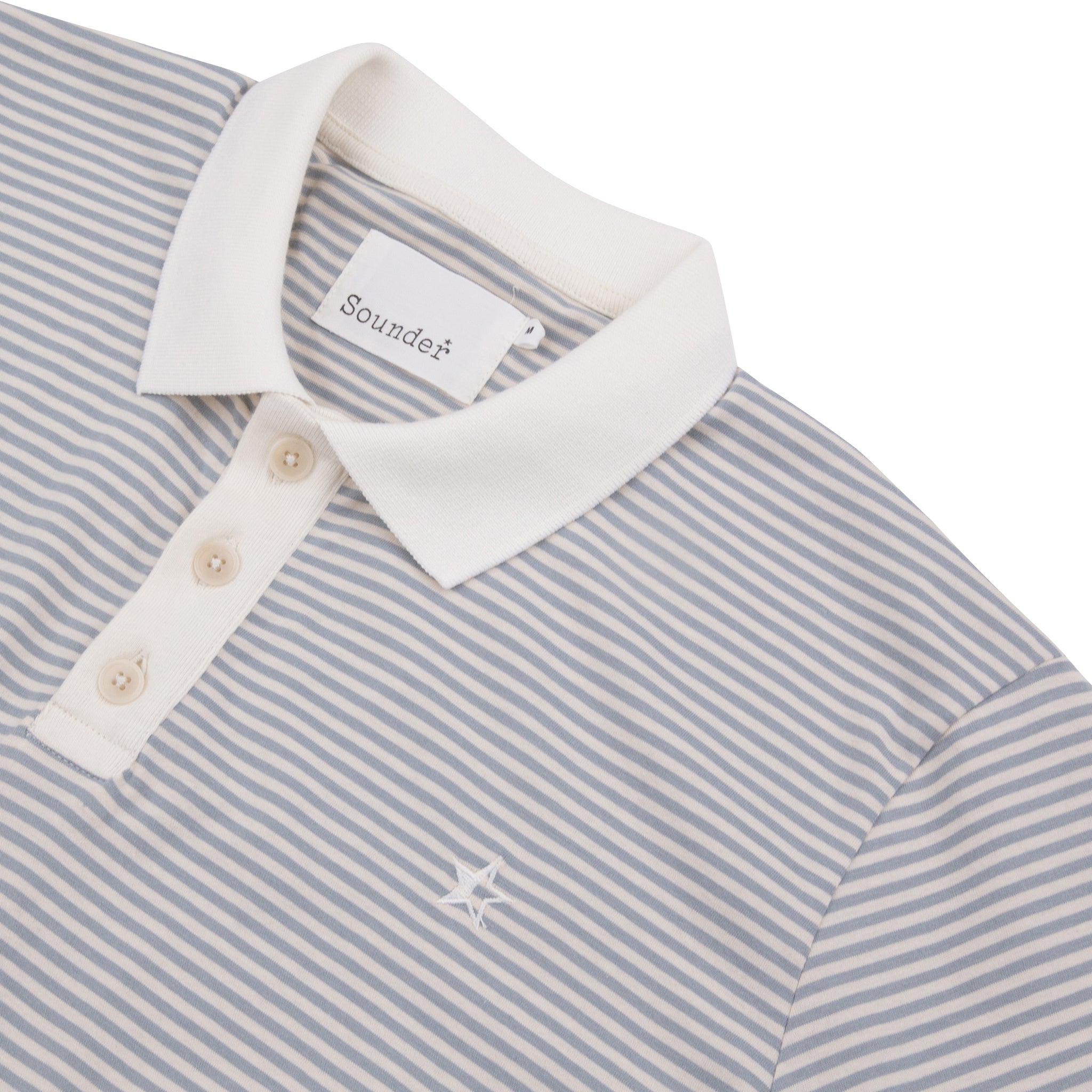 Sounder Golf | Sounder Golf | Clothing | Polos | Play Well Polo - Dove Grey and Off White Stripe | Polos