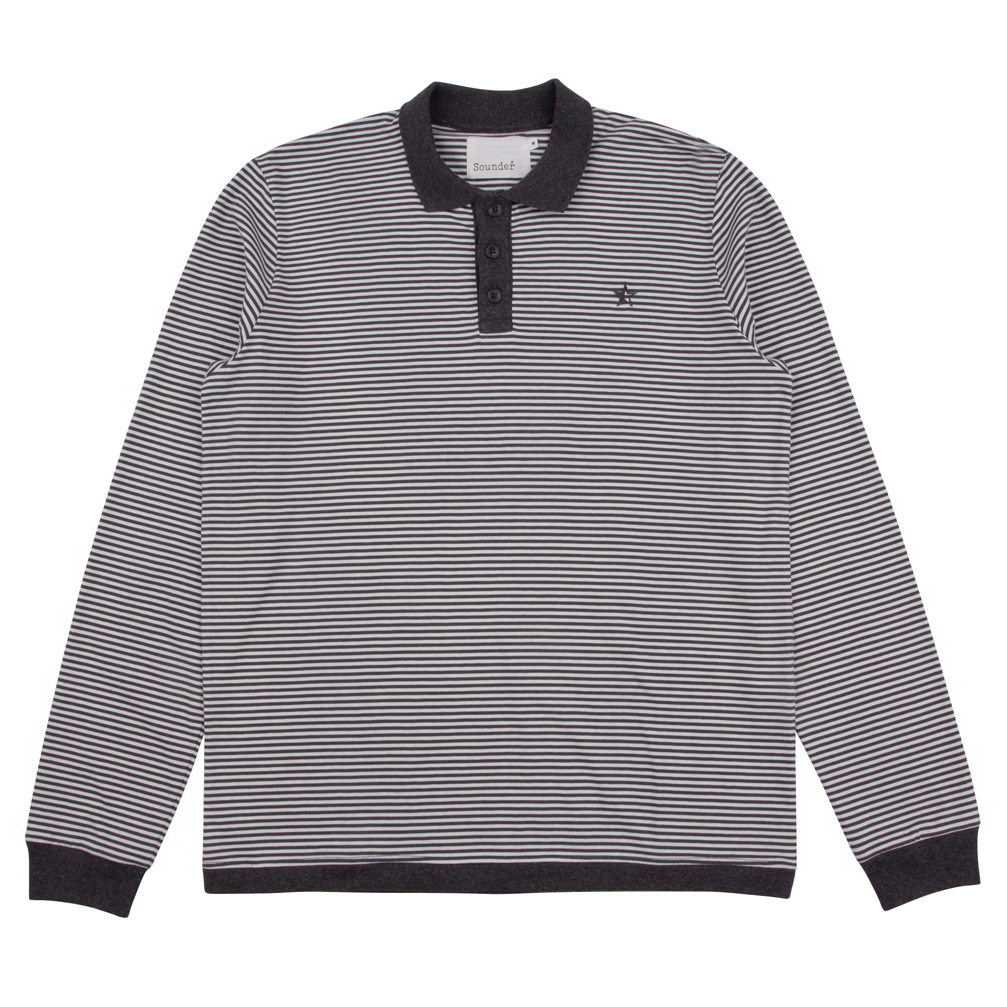 Sounder Golf | Sounder Golf | Clothing | Polos | Long Sleeve Play Well Polo - Charcoal and Off White | Polos