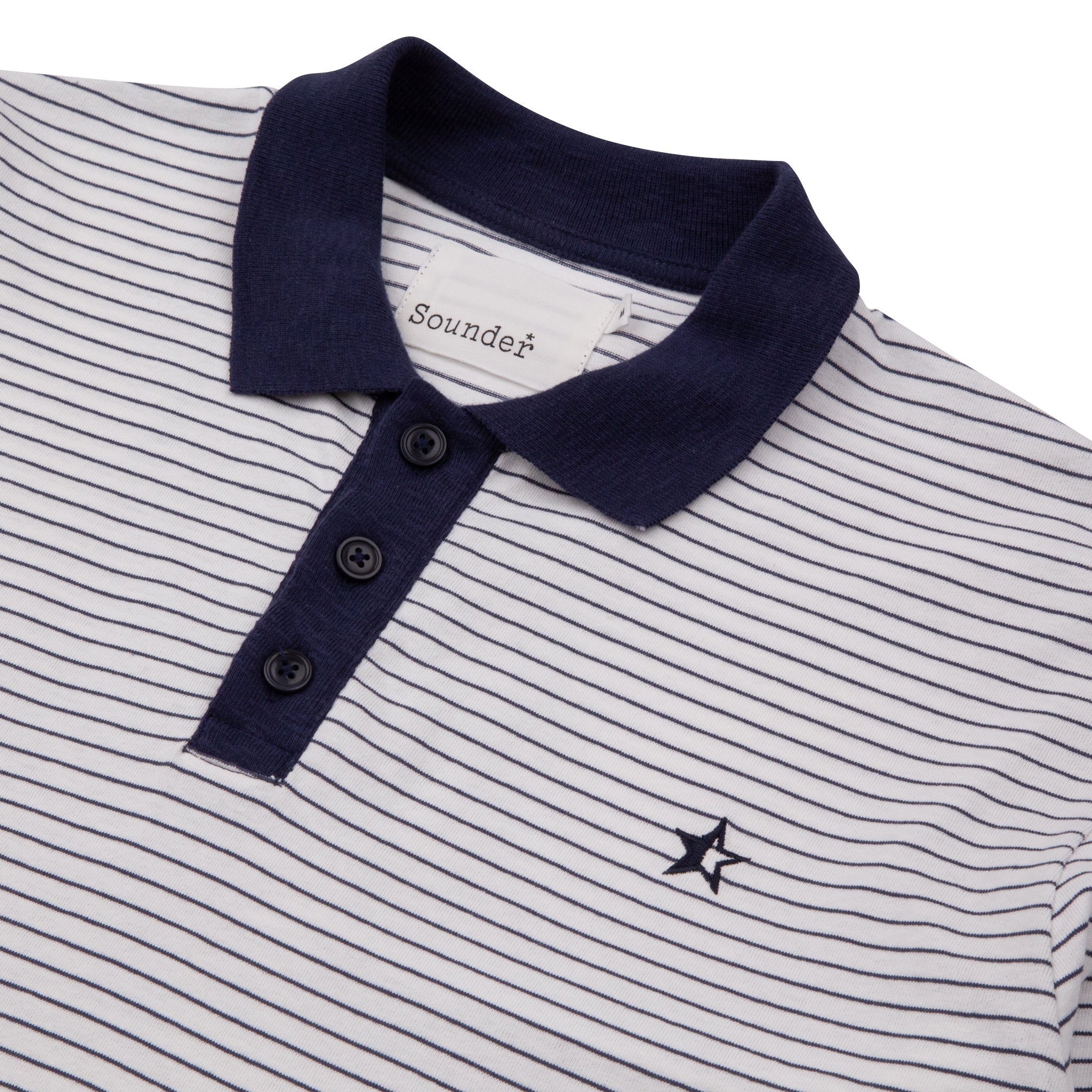 Play Well Polo Long Sleeve - Deep Navy Pin Stripe / Off White