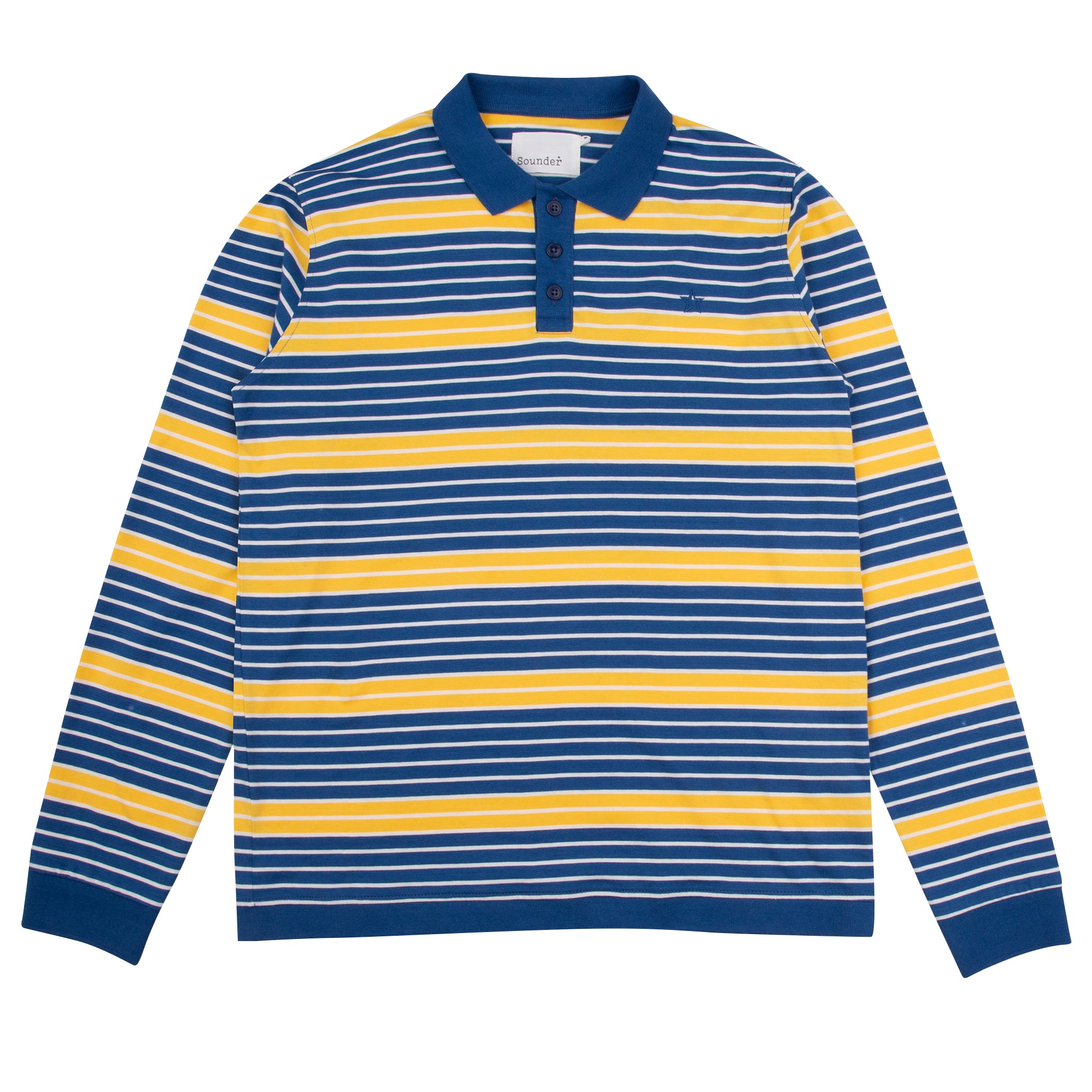 Sounder Golf | Sounder Golf | Clothing | Polos | Monterey Long Sleeve Polo - Petrol Blue and Sun Yellow | Polos