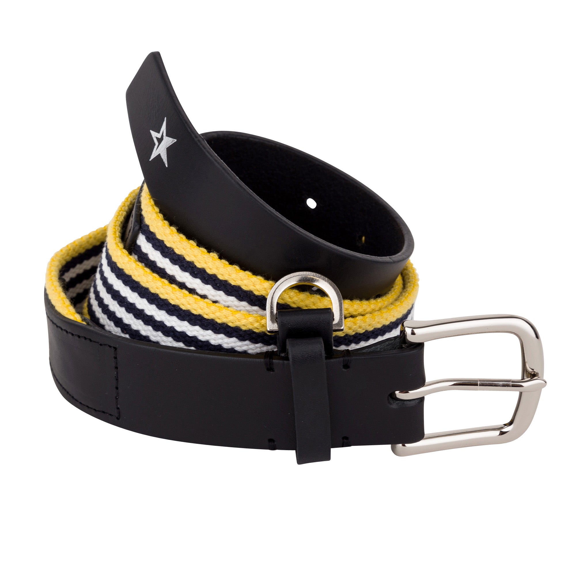 Sounder Golf | Sounder Golf | Accessories | Belts | Star Webbing Belt Yellow Stripe | Leather